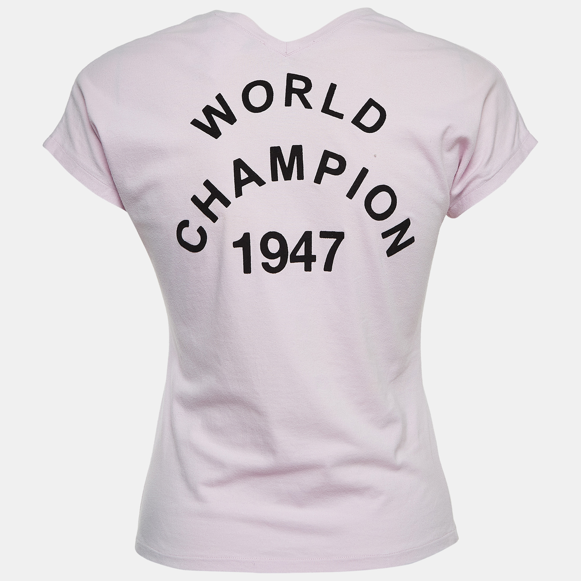 

Dior Vintage Logo Patch Cotton V-Neck T-Shirt, Pink