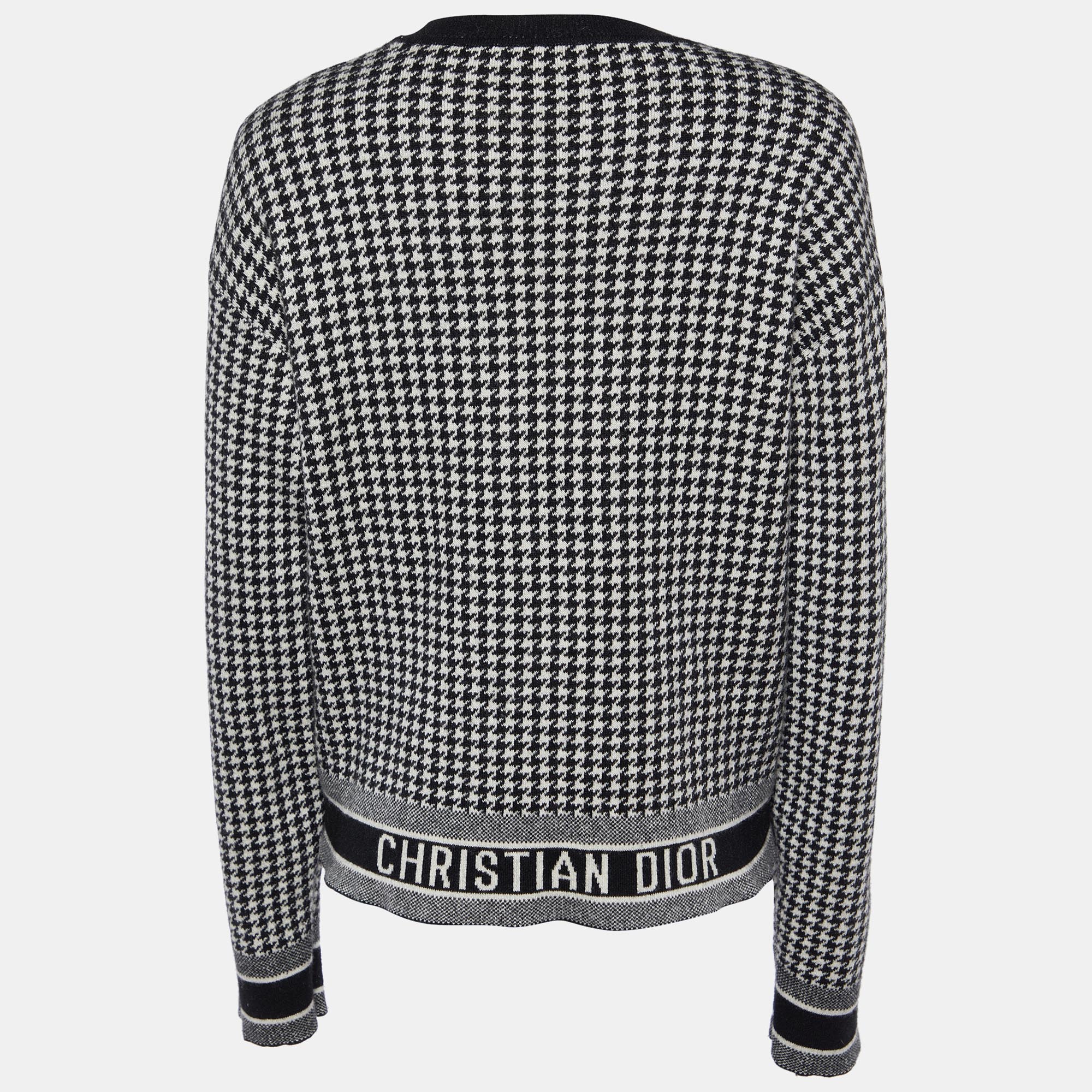 

Christian Dior Black/White Checked Cashmere Sweater