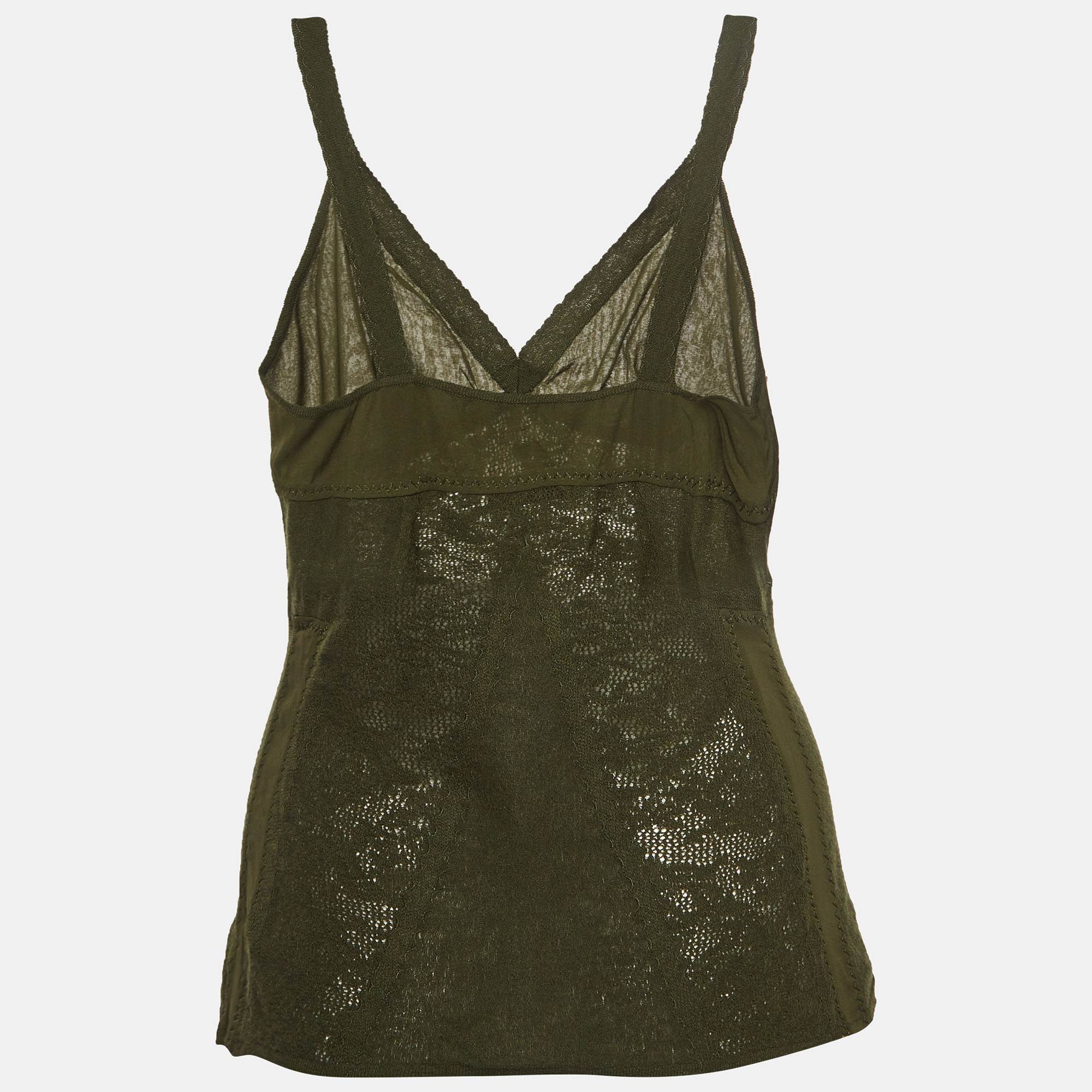 

Christian Dior Boutique Military Green Wool Blend Knit Tank Top