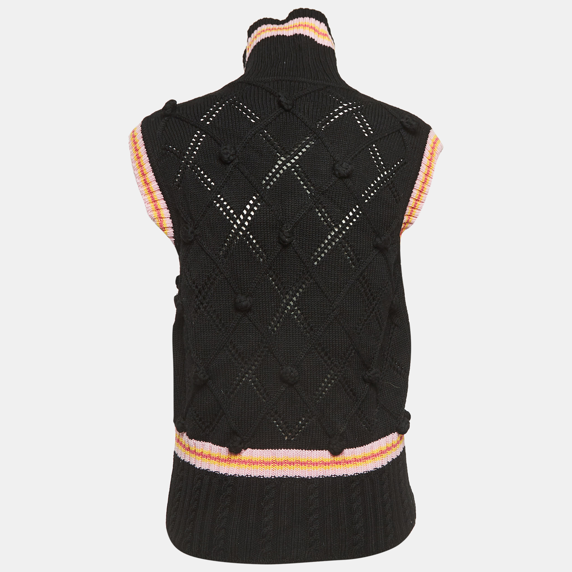 

Christian Dior Boutique Black Pointelle Knit Wool Zipper Vest