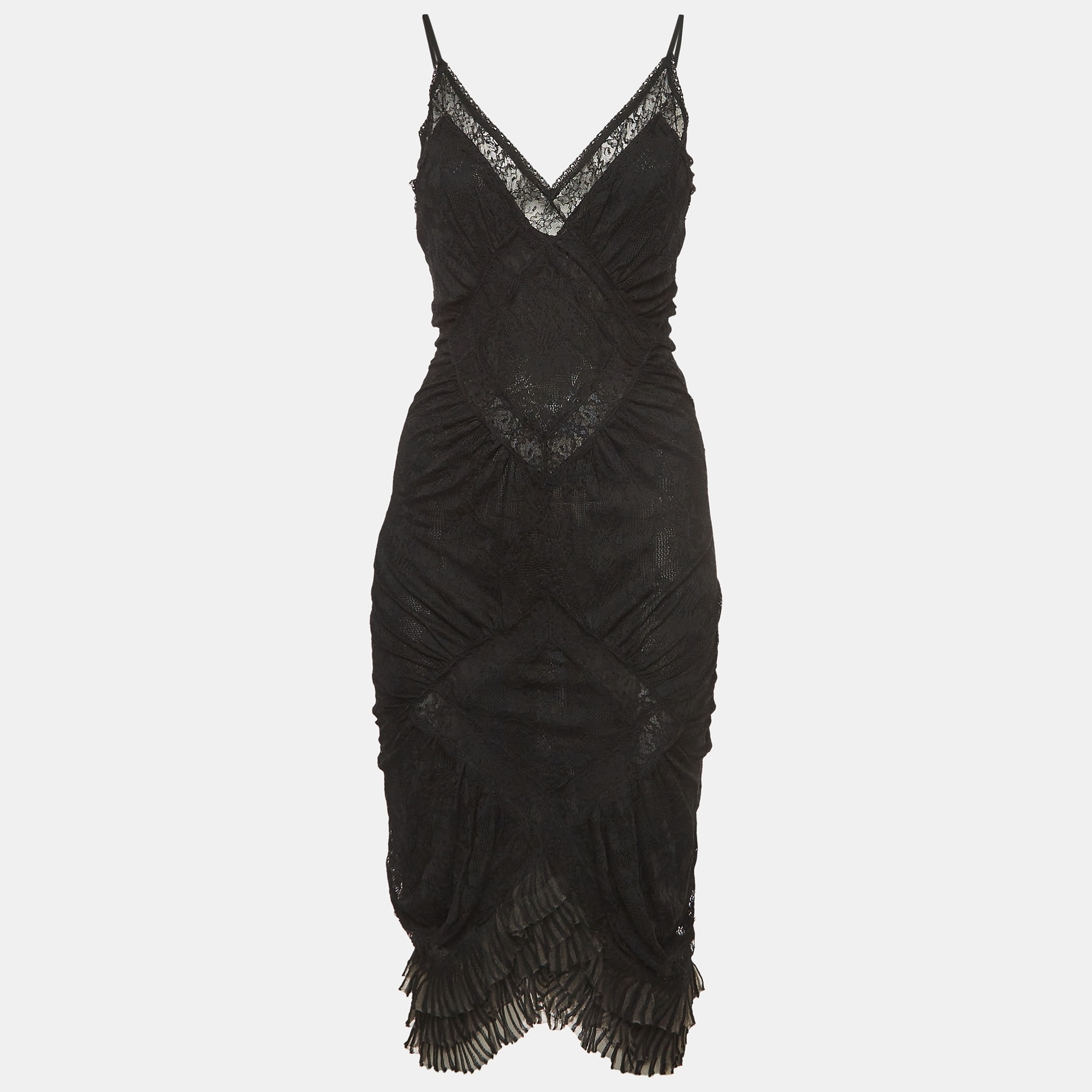 

Christian Dior Boutique by John Galliano Black Sheer Lace Midi Dress L