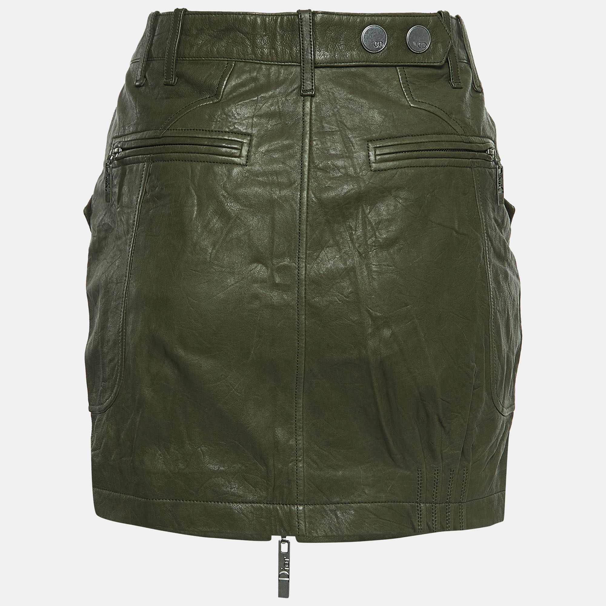 

Christian Dior Boutique Green Leather Mini Skirt