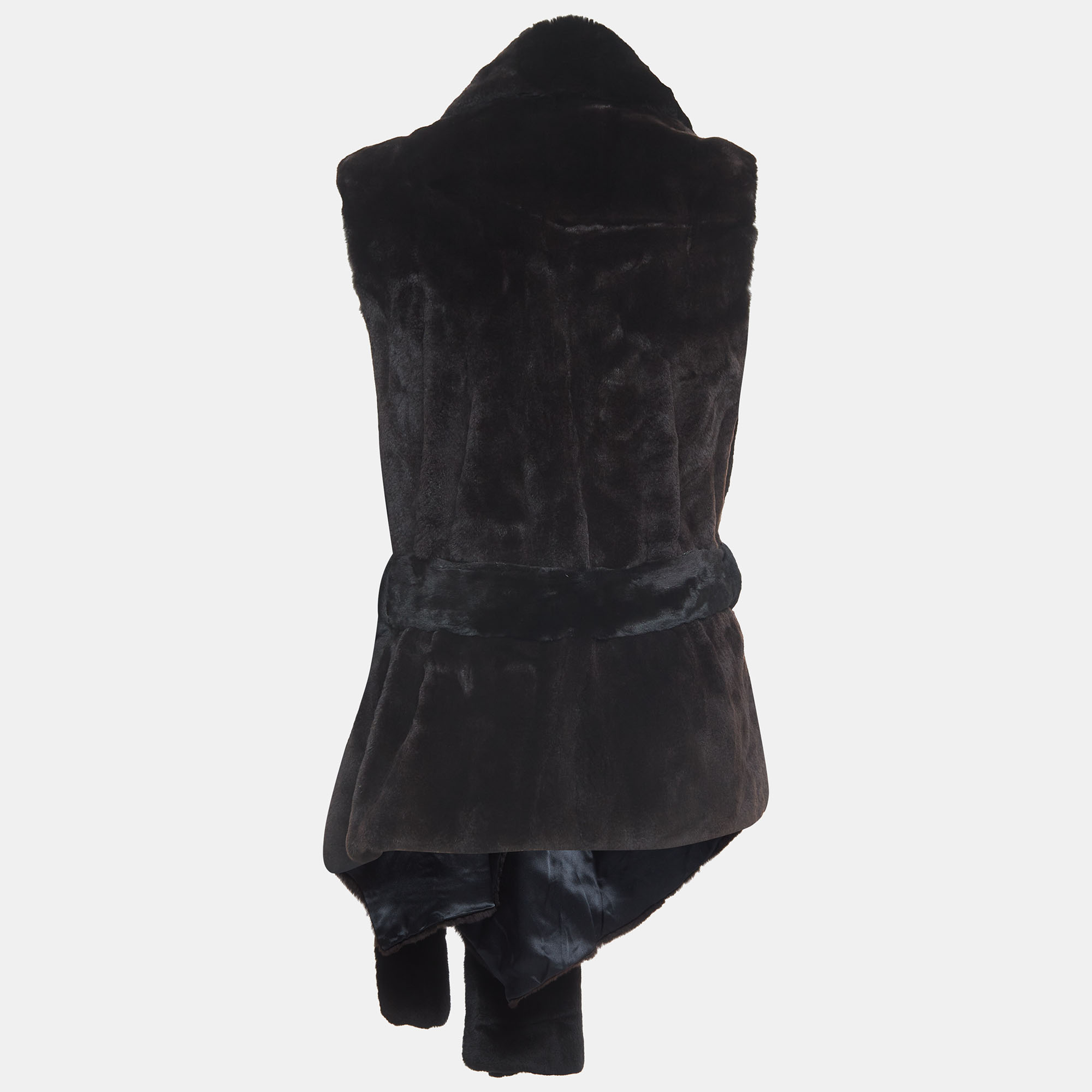 

Christian Dior Boutique Brown Fur Sleeveless Belted Mid Length Coat
