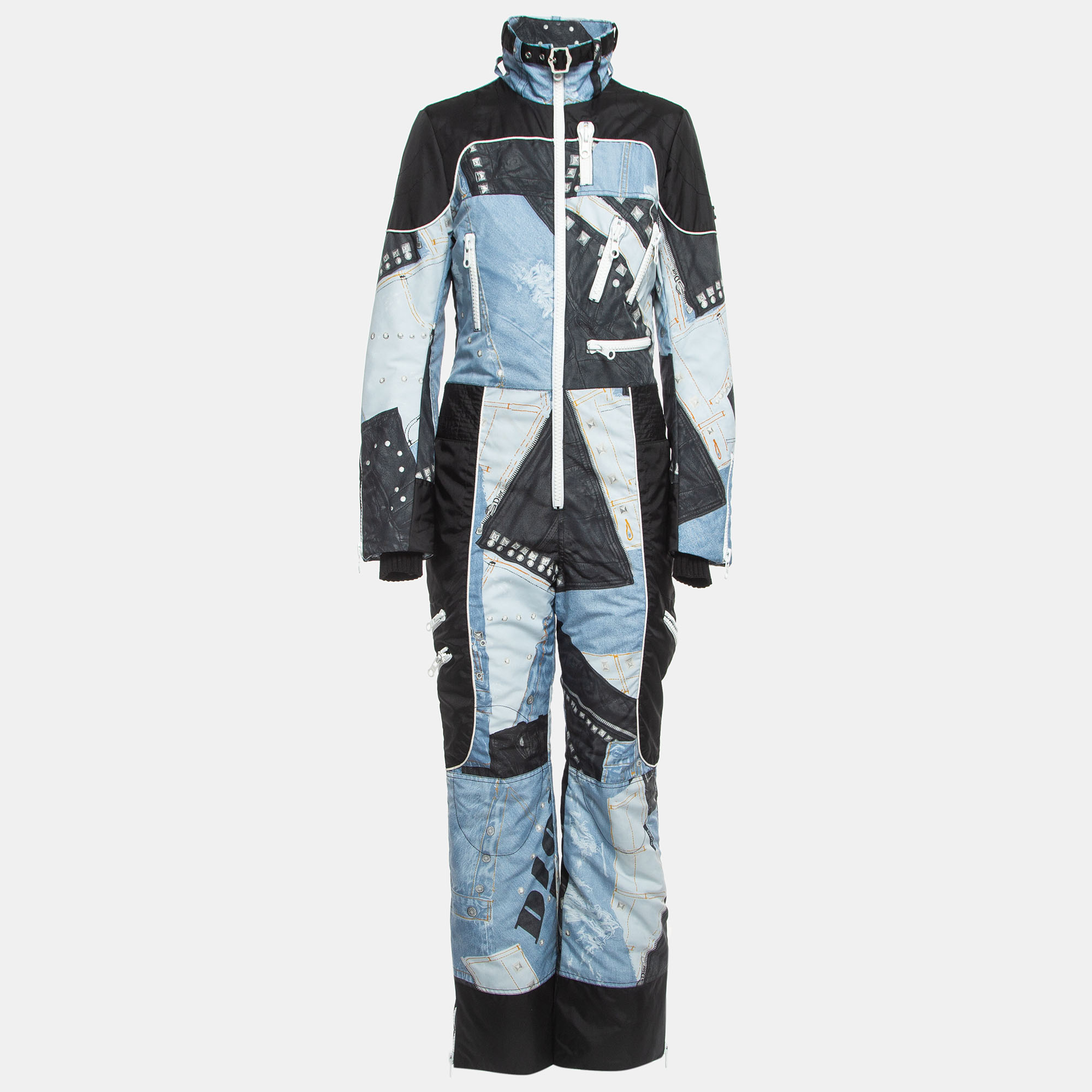 

Christian Dior Boutique Blue/Black Denim and Leather Print Synthetic Ski Suit