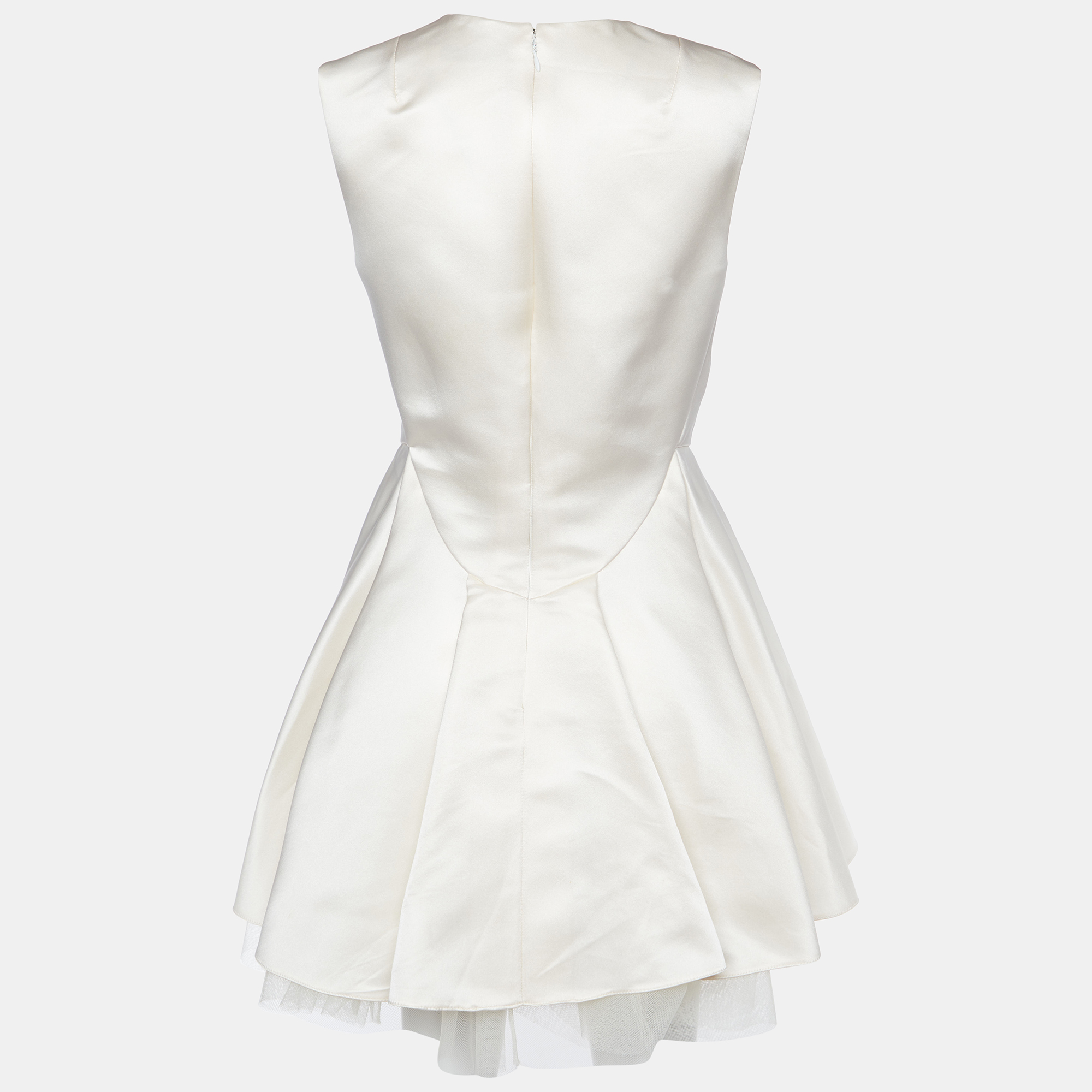 

Dior Cream Silk Satin Mesh Trimmed Sleeveless Dress