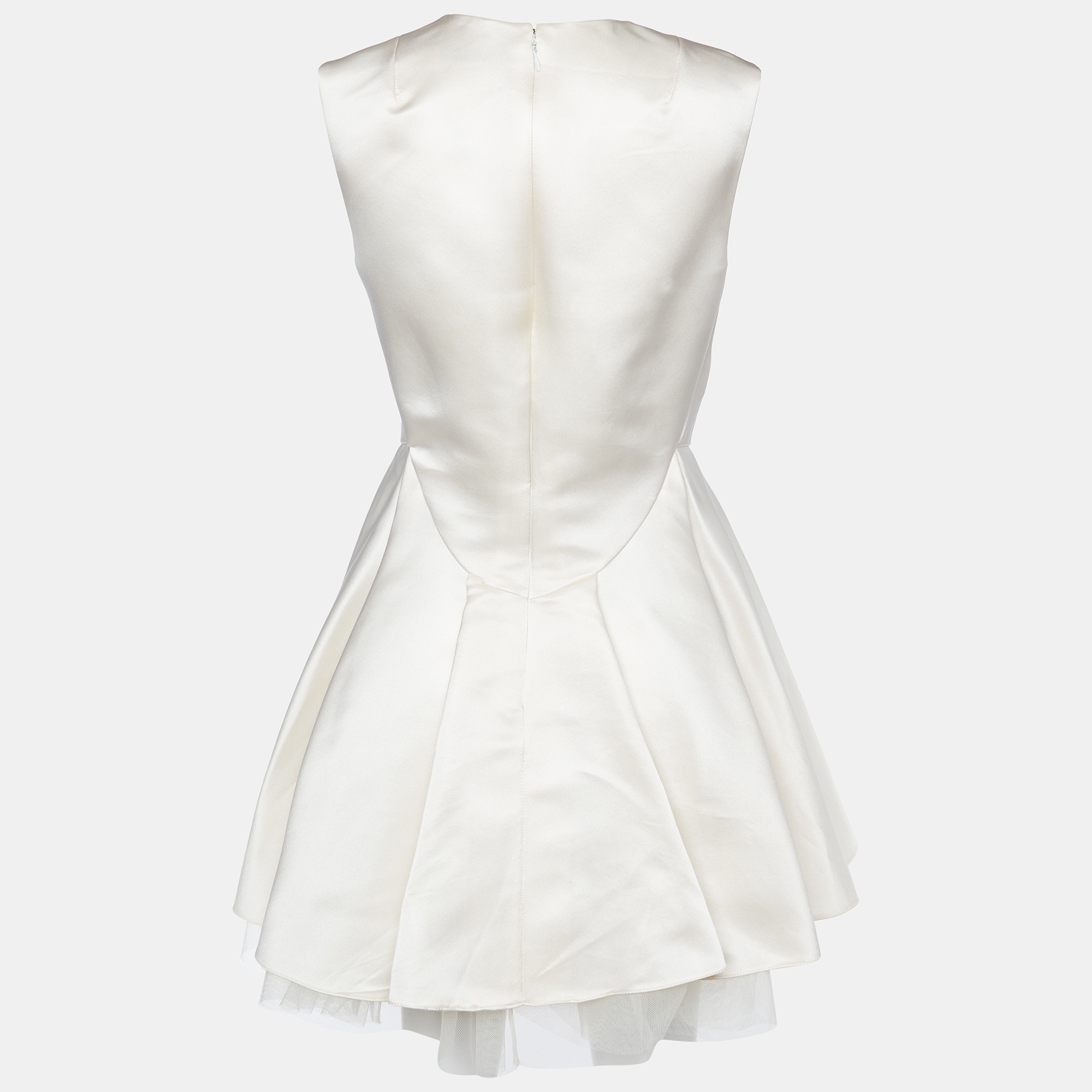 

Dior Cream Silk Satin Mesh Trimmed Sleeveless Dress