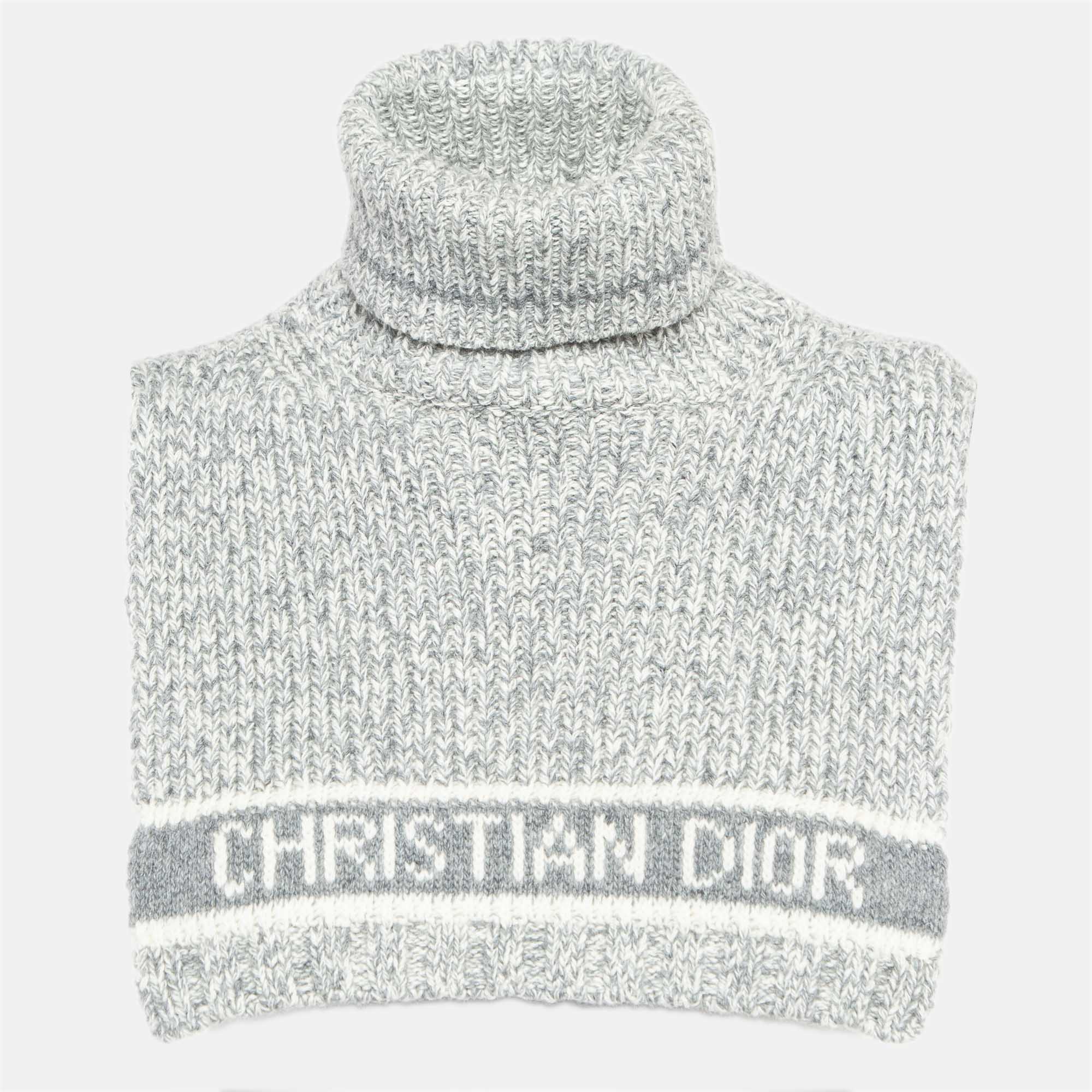 

Dior Grey Logo Intarsia Rib Knit Neck Warmer