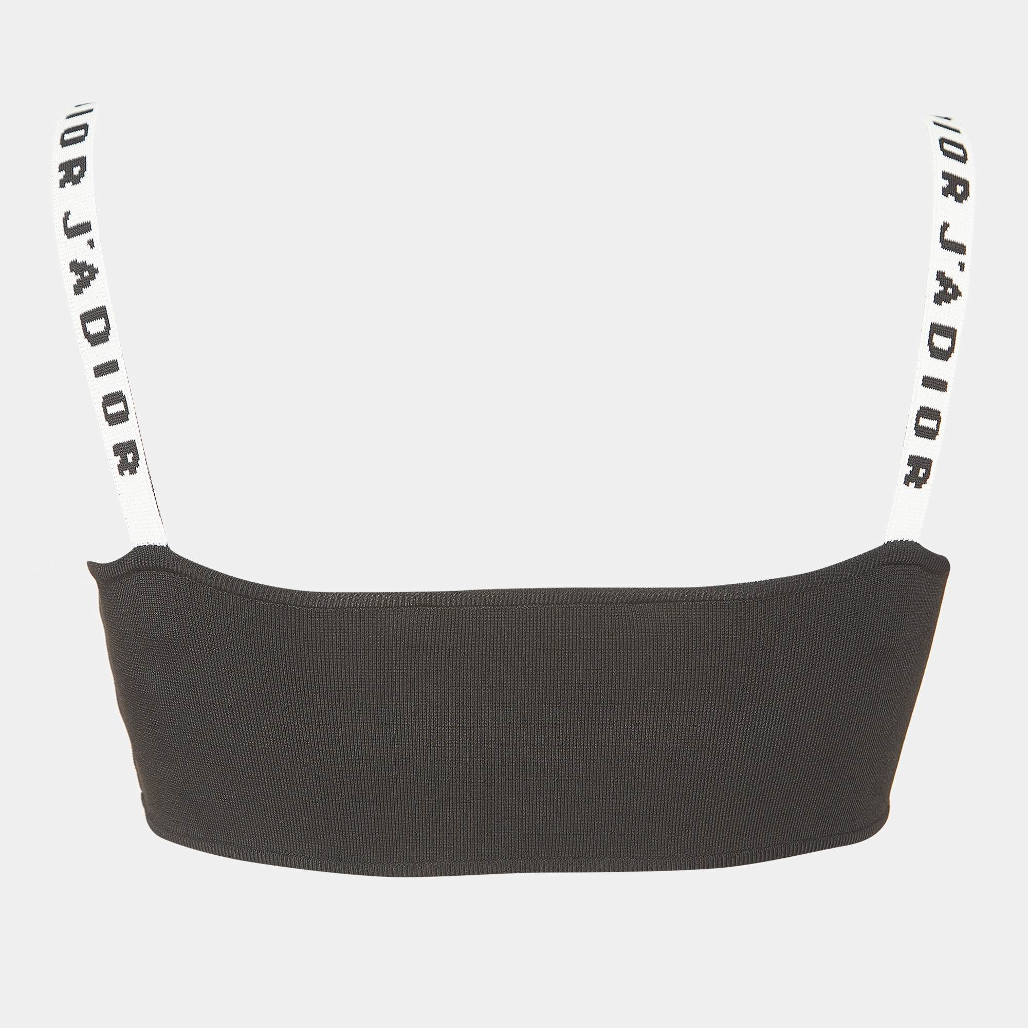 

Dior Black Logo Printed Strap Knit Bralette Top