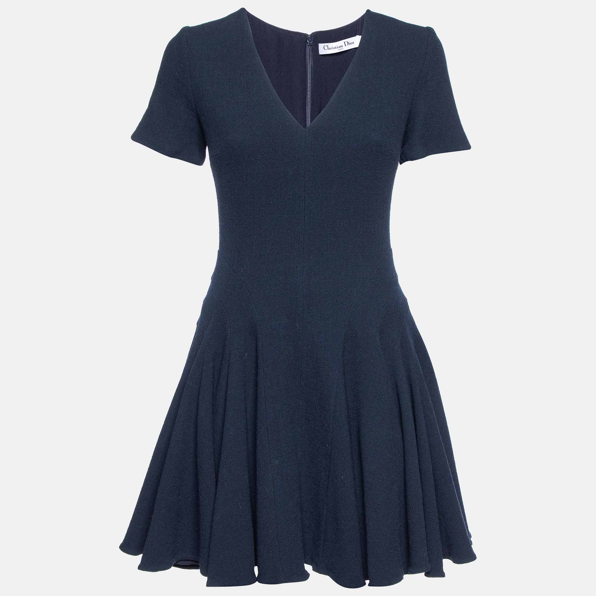 

Dior Navy Blue Wool Flared Dress M