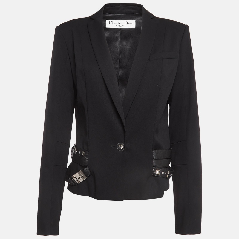 

Dior Vintage Black Wool Blend Studded Belt Jacket L