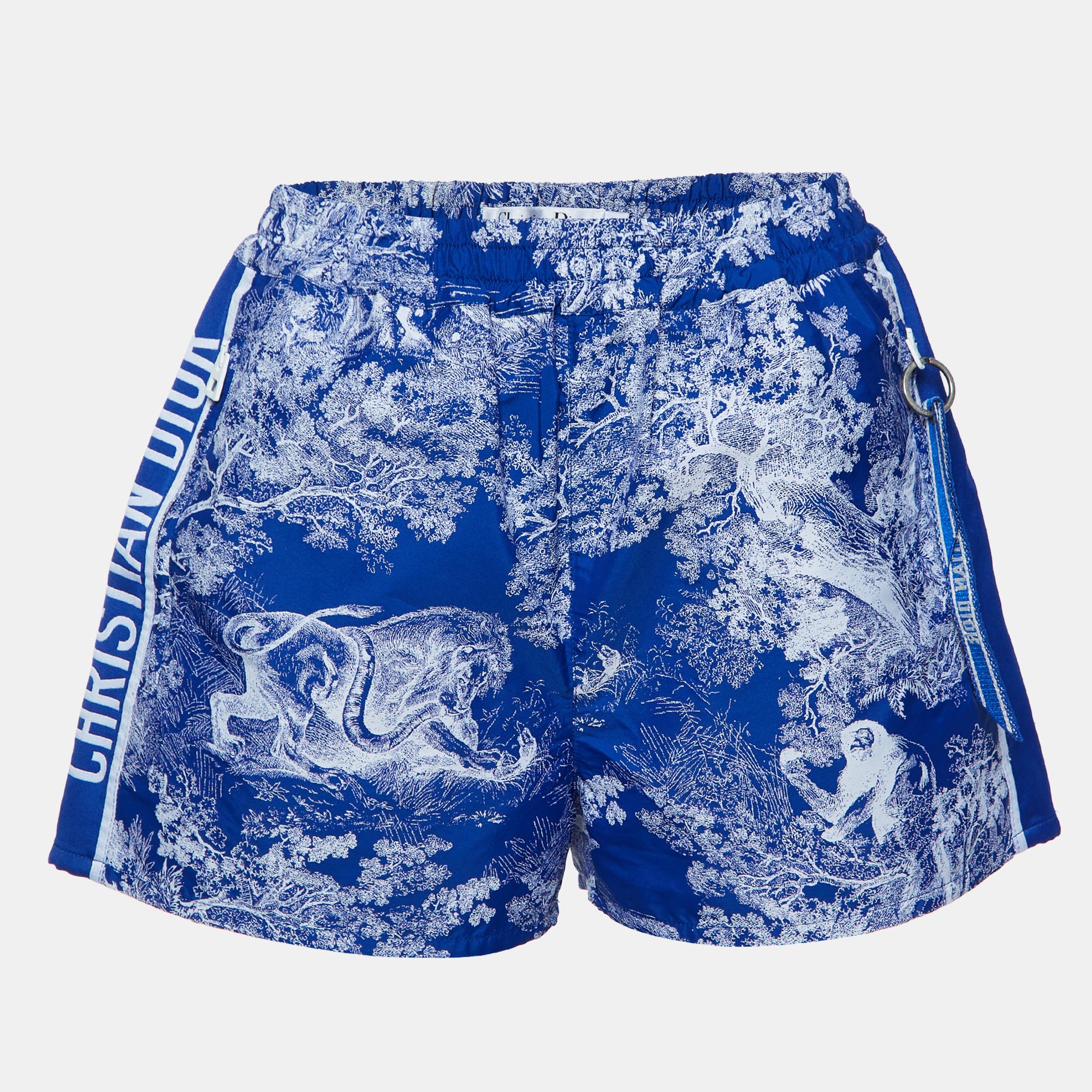 

Dior Royal Blue Toile de Jouy Taffeta Shorts M