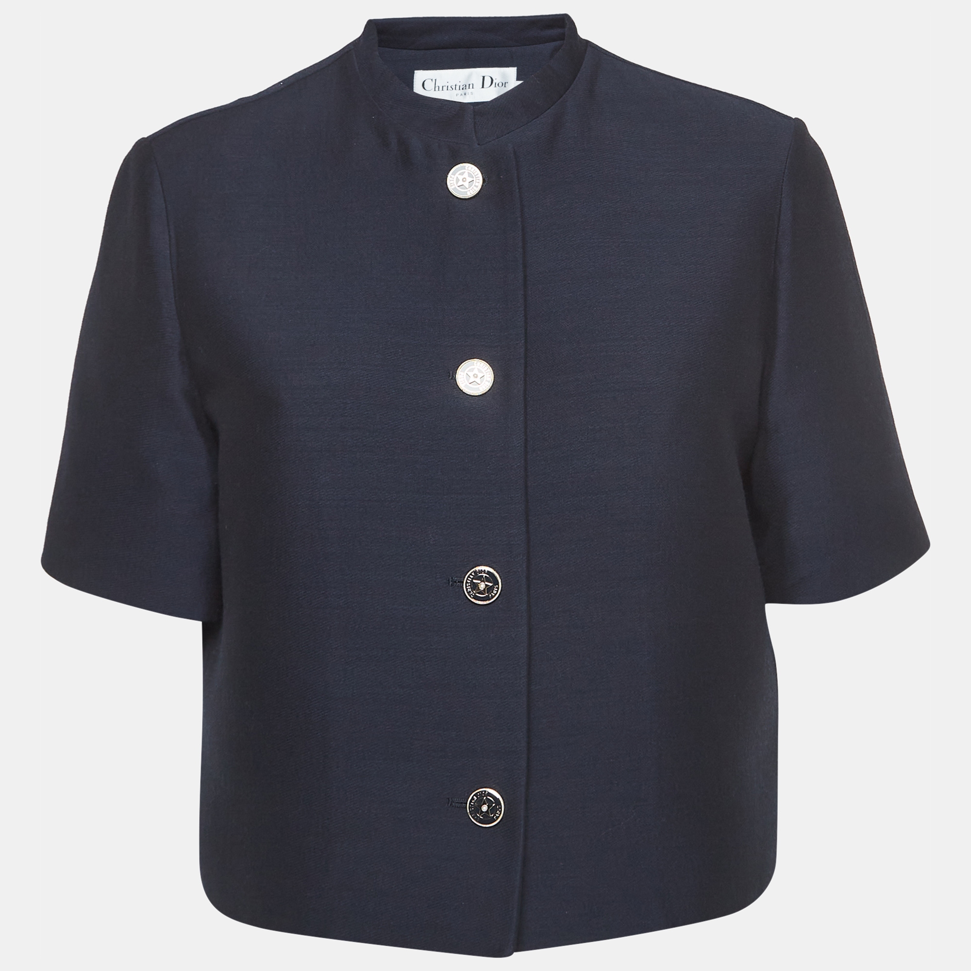 

Dior Navy Blue Wool & Silk Short Sleeved Cropped Jacket M