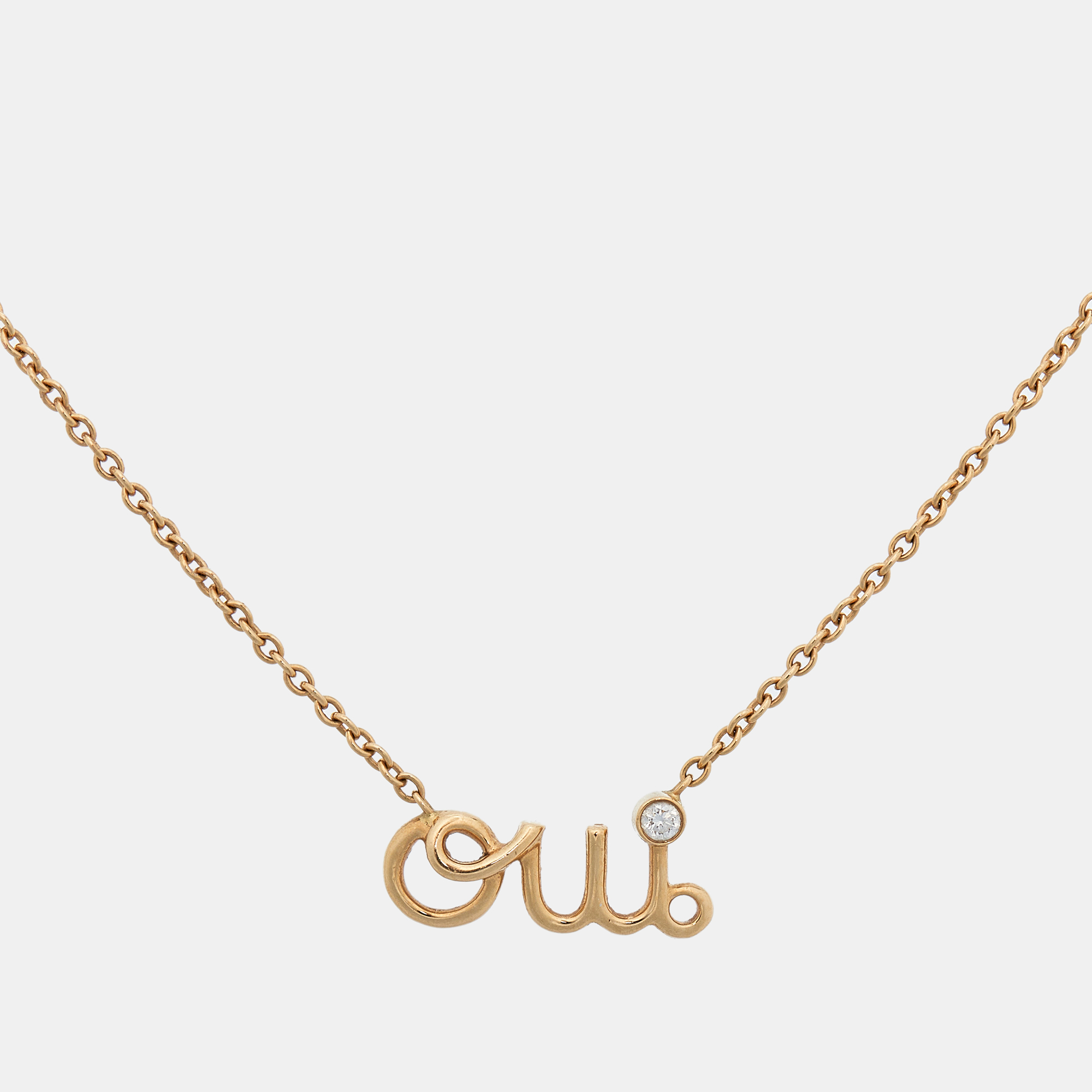 

Dior Dioramour 'Oui' Diamond 18k Rose Gold Pendant Necklace