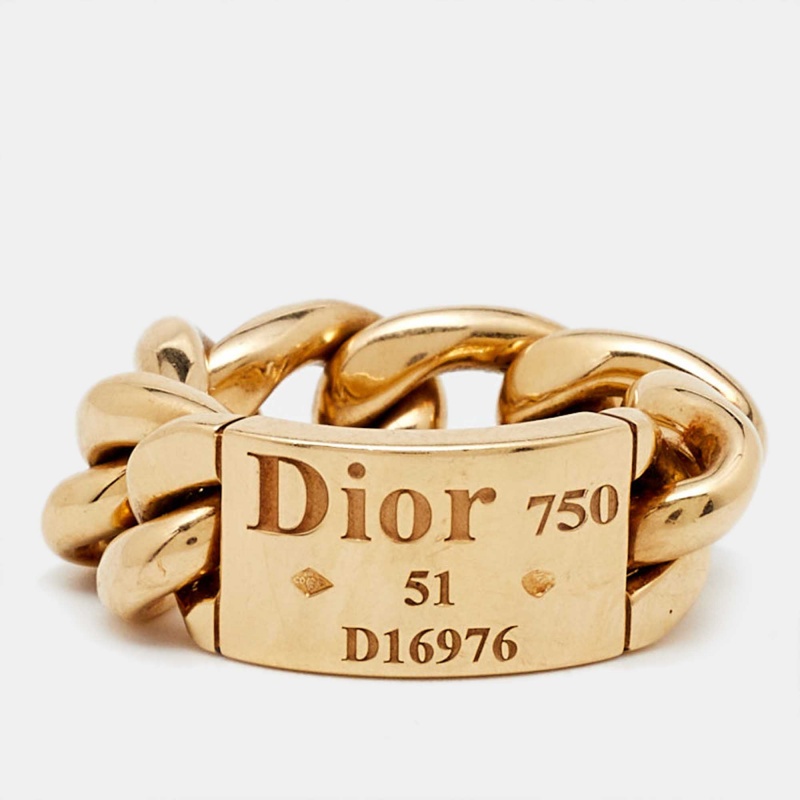 

Dior 18K Yellow Gold Chain Link Ring Size