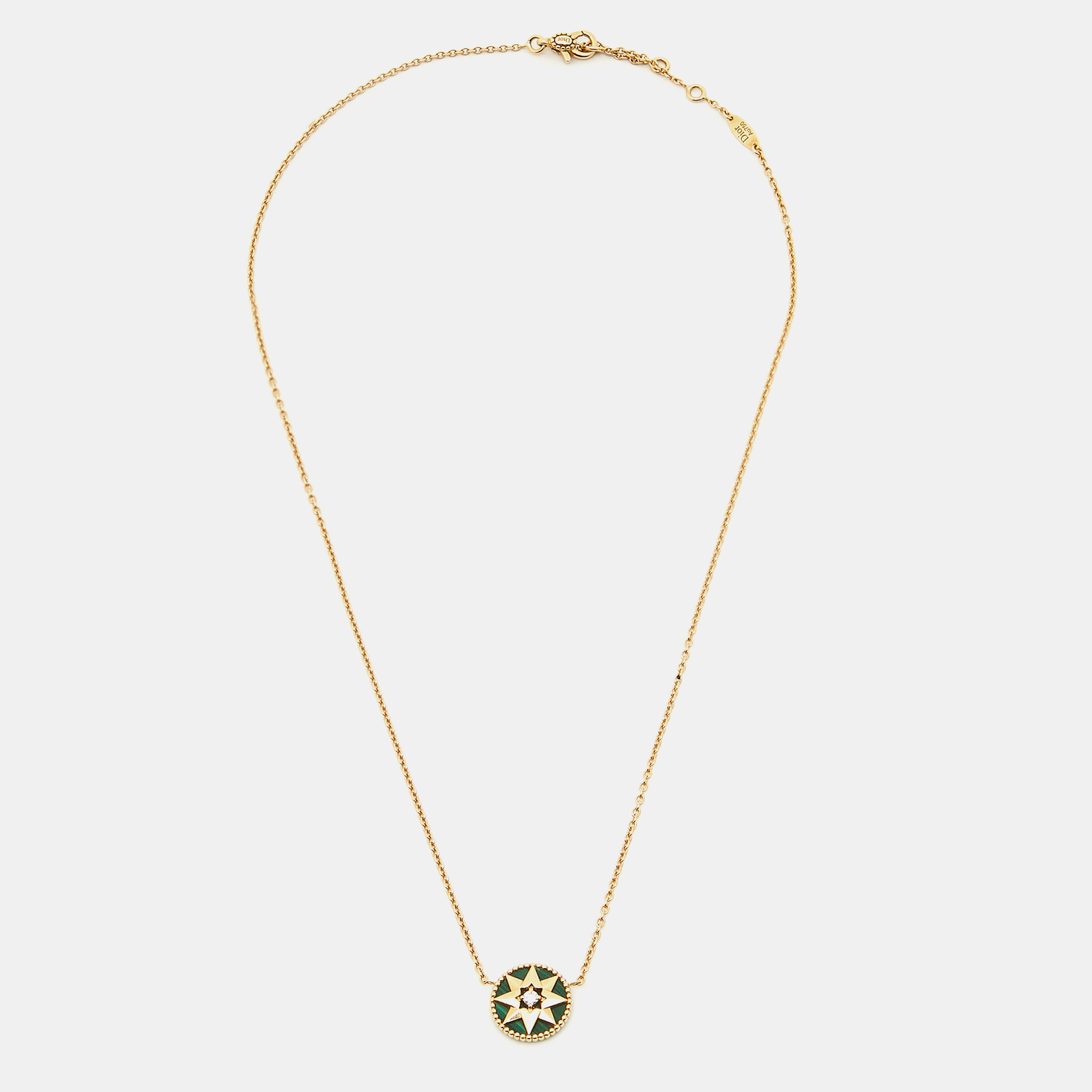 

Dior Rose Des Vents Malachite Diamond 18k Yellow Gold Necklace