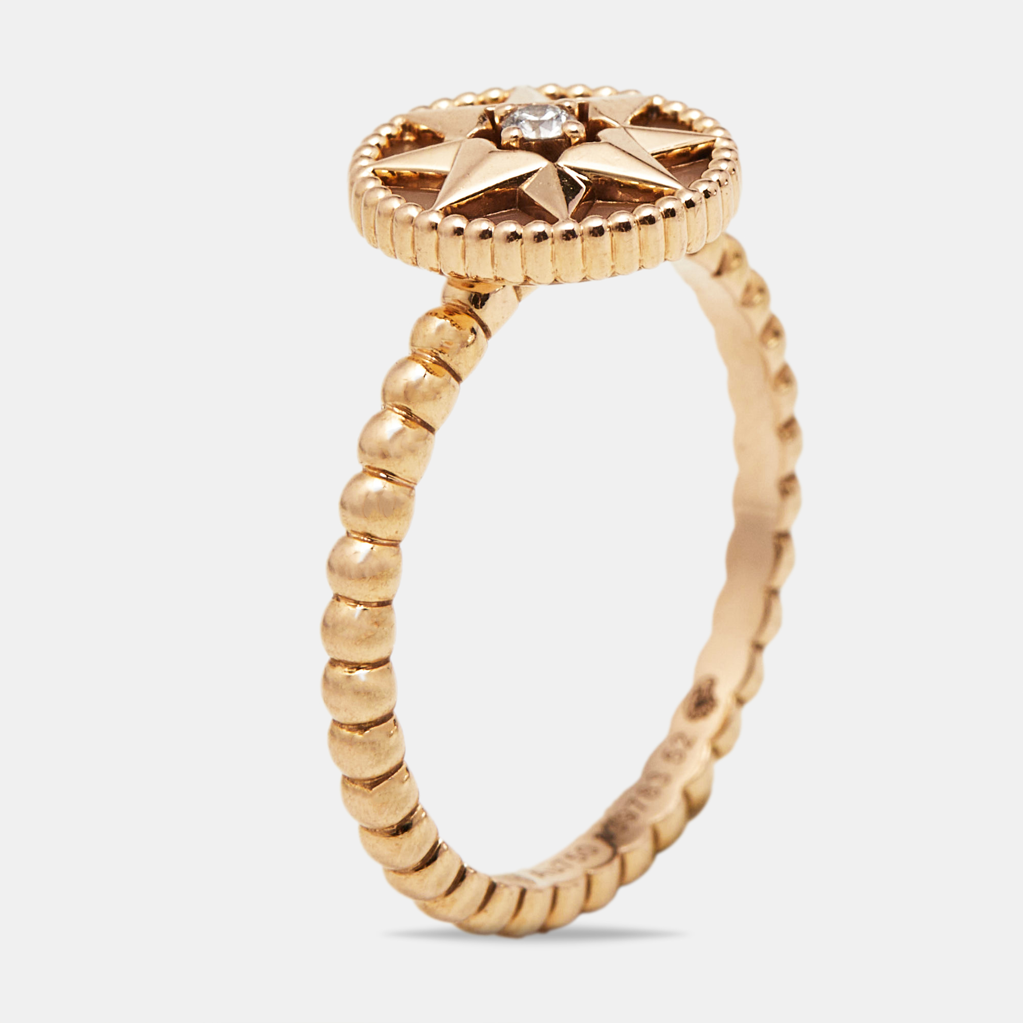 

Dior Rose Des Vents Pink Opal Diamond 18k Rose Gold Ring Size