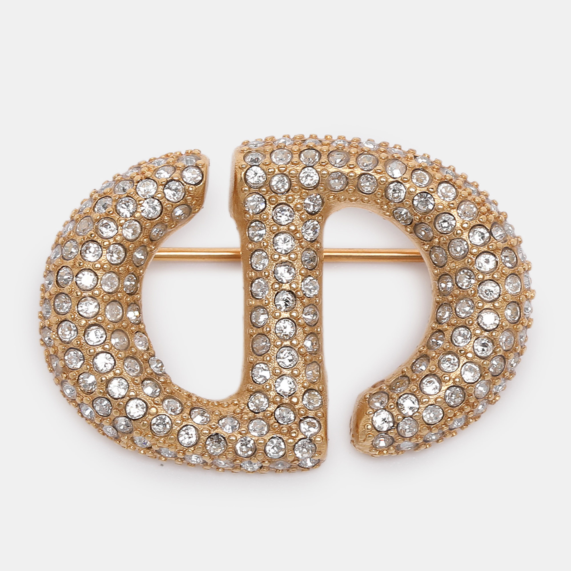 

Dior Gold Tone Crystal CD Navy Brooch