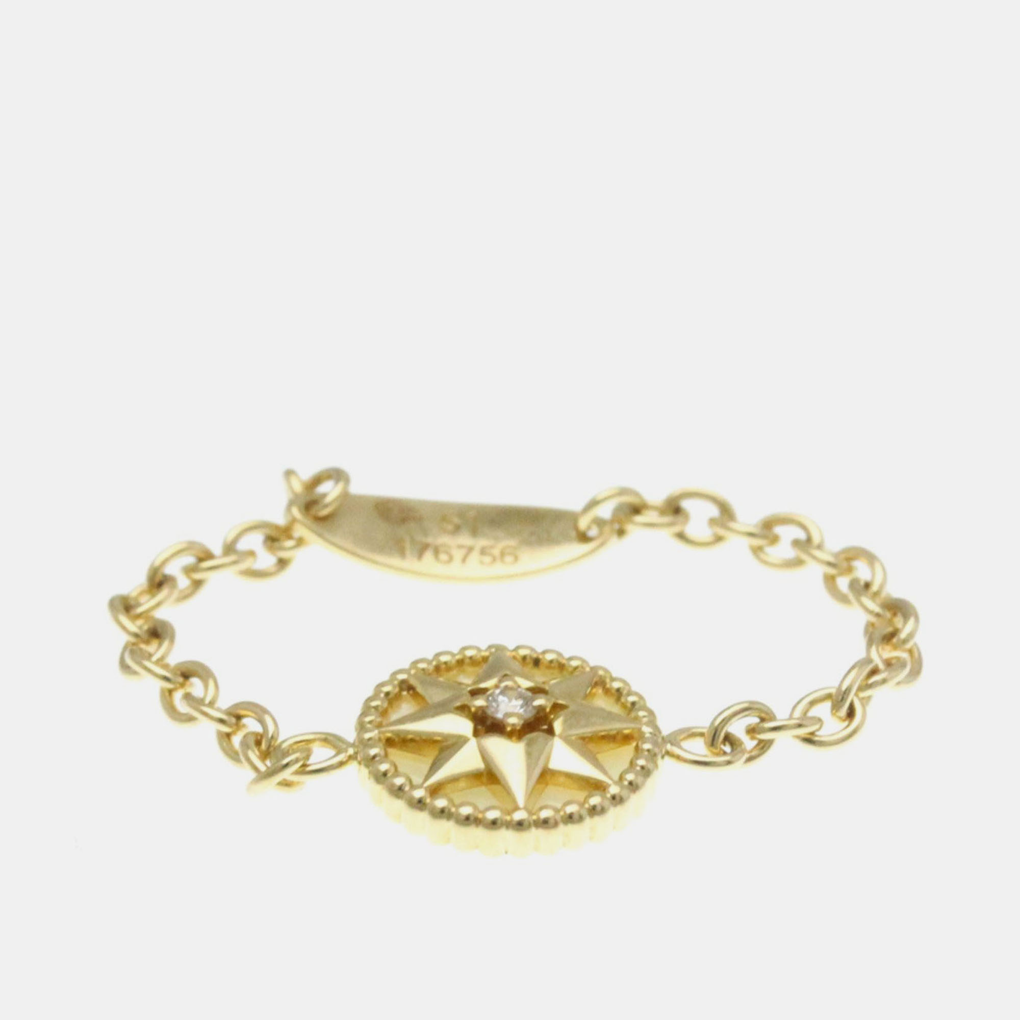 

Christian Dior Rose Des Vents Ring Yellow Gold 18K Diamond Mother Of Pearl Band Ring Gold