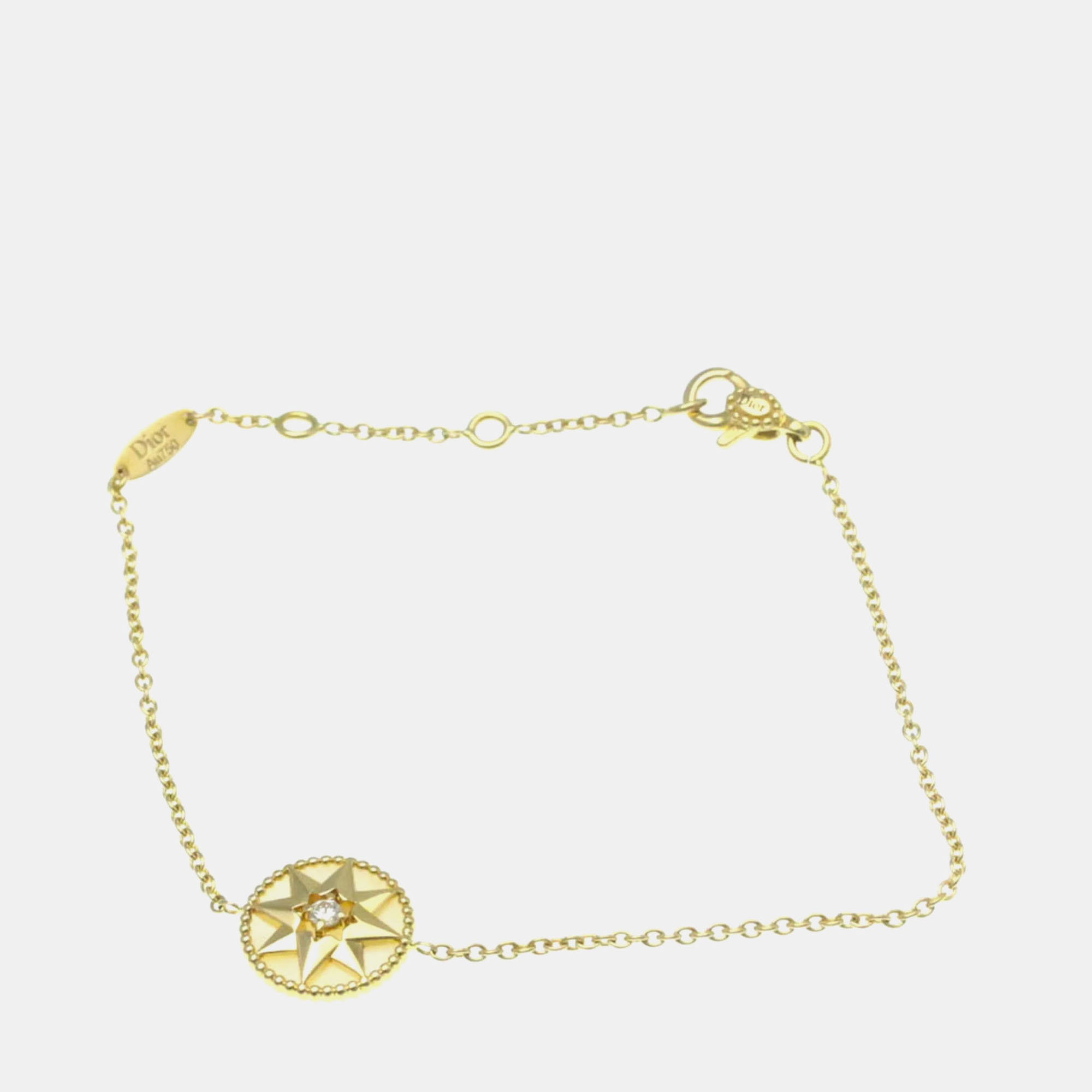 

Christian Dior Rose Devan Bracelet Yellow Gold 18K Mother Of Pearl Charm Bracelet Gold