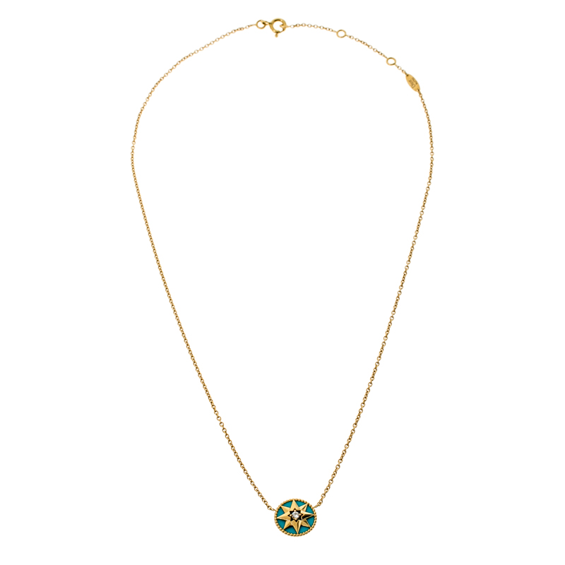 

Dior Rose Des Vents Turquoise Diamond 18k Yellow Gold Necklace