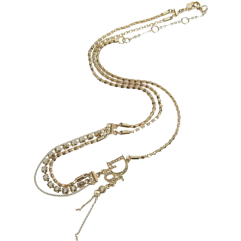 

Dior Rhinestone Gold Tone Metal Pendant Necklace