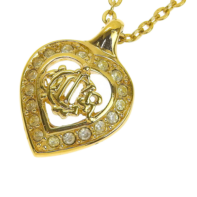 

Dior Rhinestone Gold Tone Heart Pendant Necklace