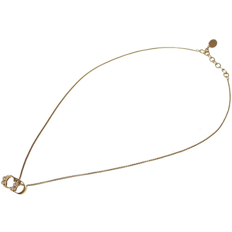 

Dior Rhinestone Gold Tone Metal CD Pendant Necklace