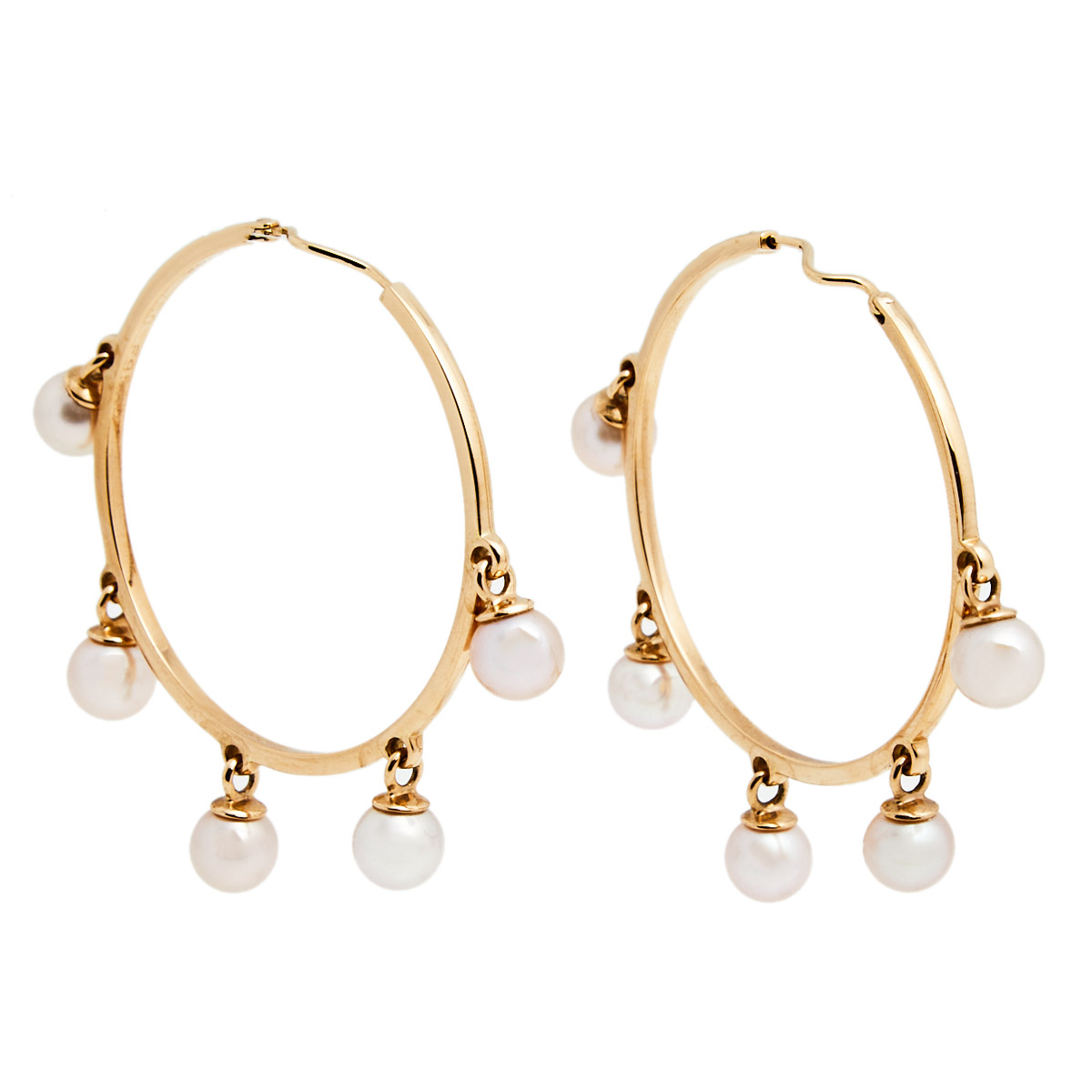 

Dior Cultured Pearl 18k Rose Gold Hoop Earrings