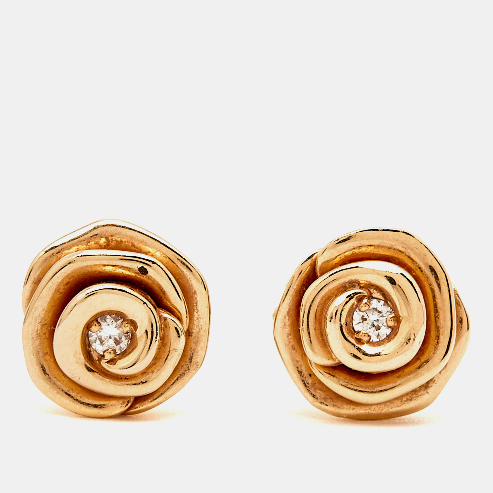

Dior Small Rose Couture Diamond 18k Rose Gold Earrings