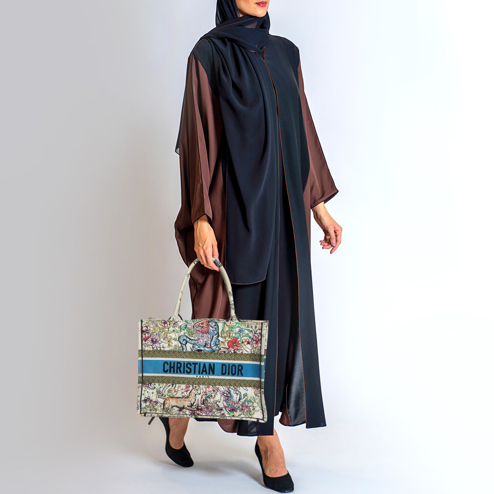Dior Multicolor Embroidered Canvas Medium Book Tote 