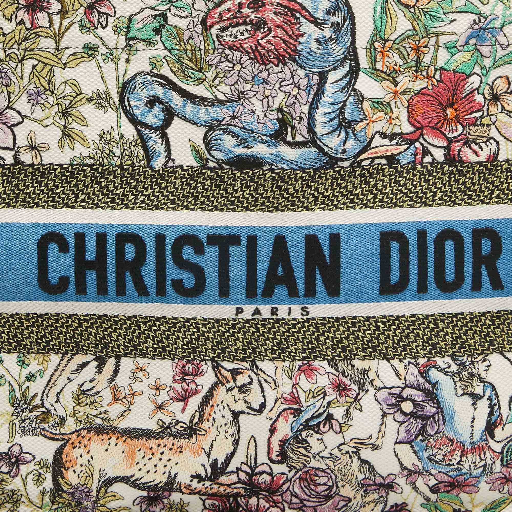Dior Multicolor Embroidered Canvas Medium Book Tote 