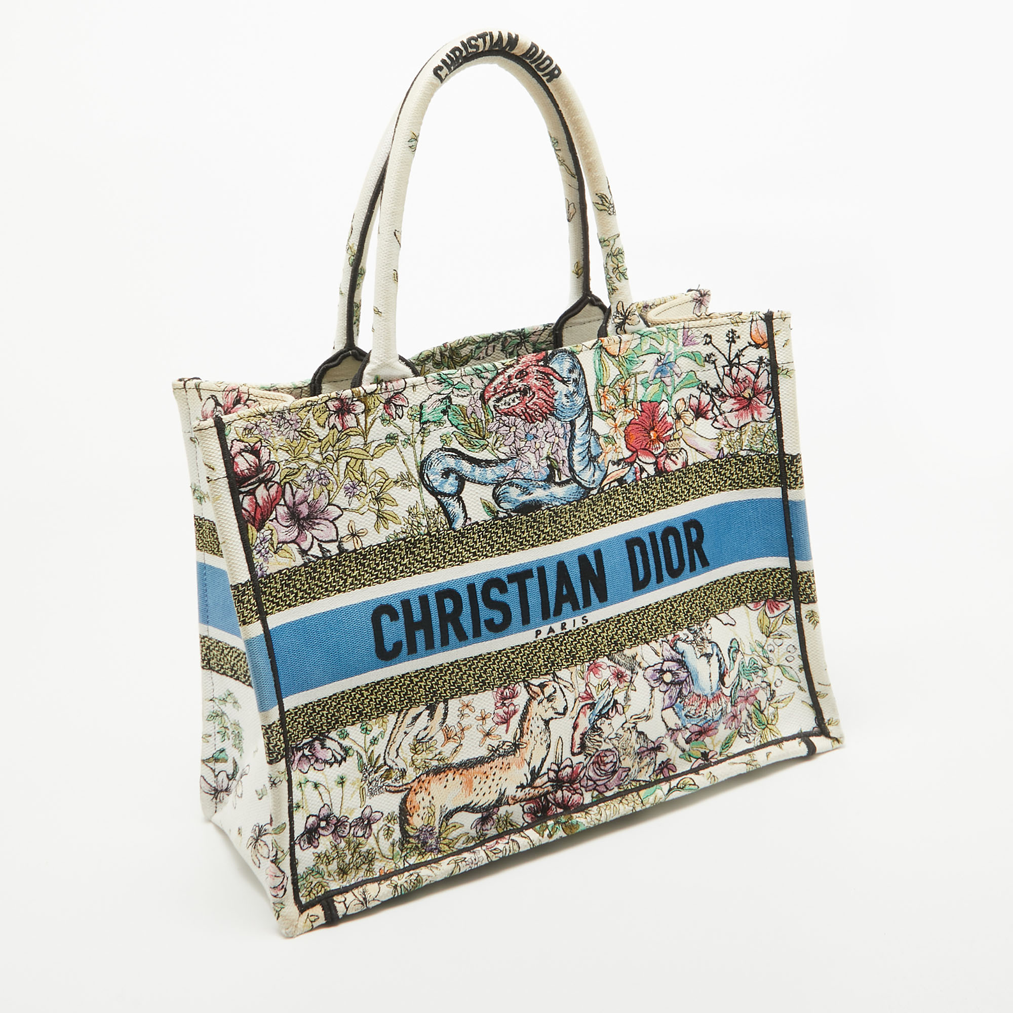 Dior Multicolor Embroidered Canvas Medium Book Tote 