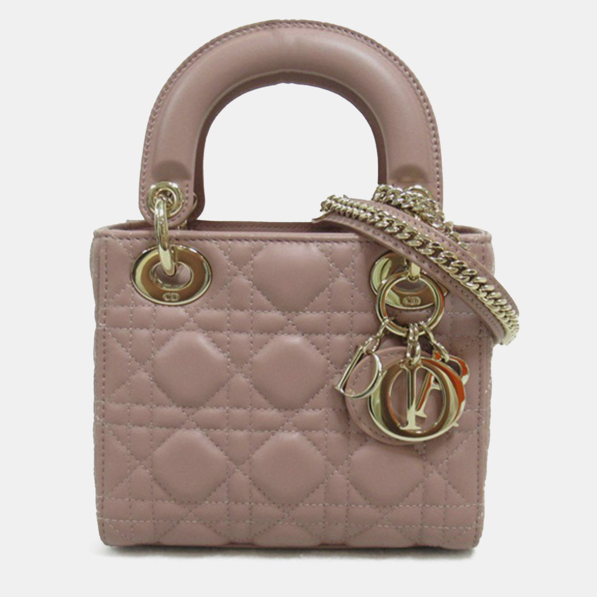 

Dior Mini Lambskin Cannage Lady Dior Bag, Pink