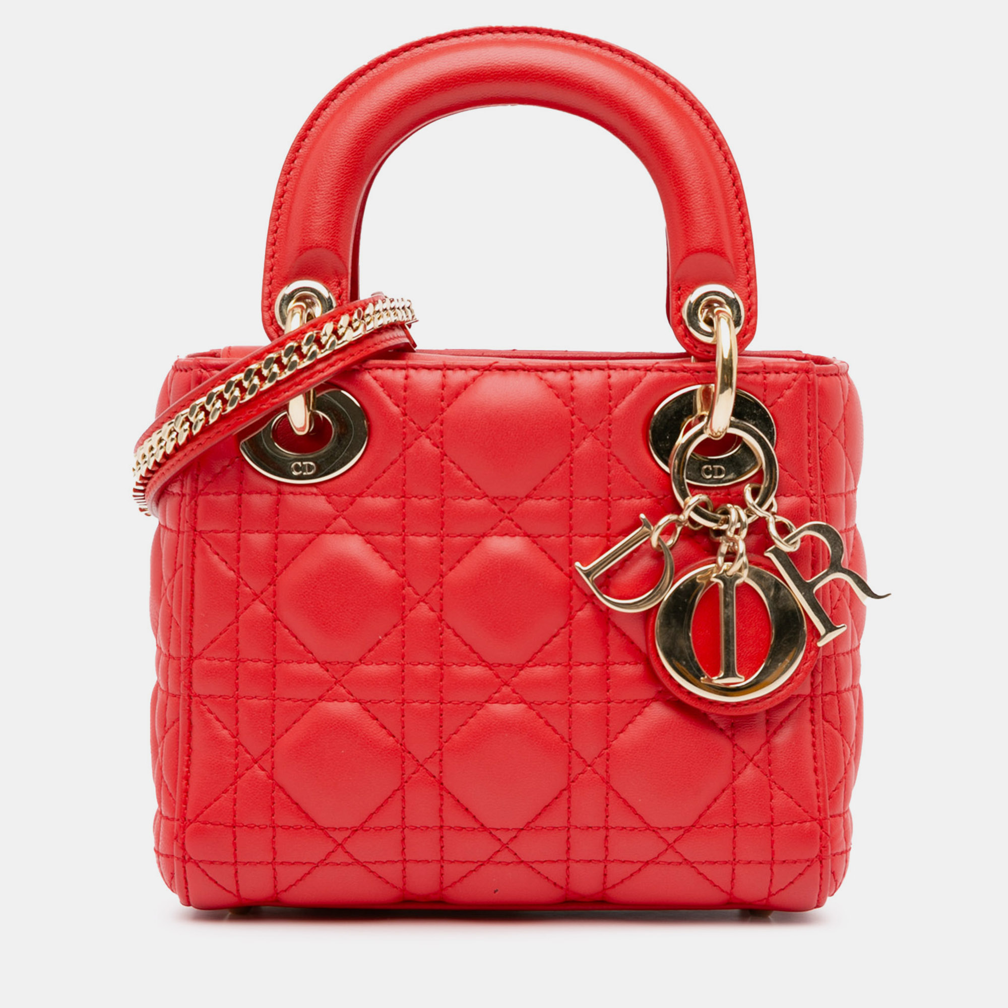 

Dior Mini Lambskin Cannage Lady Dior Bag, Red