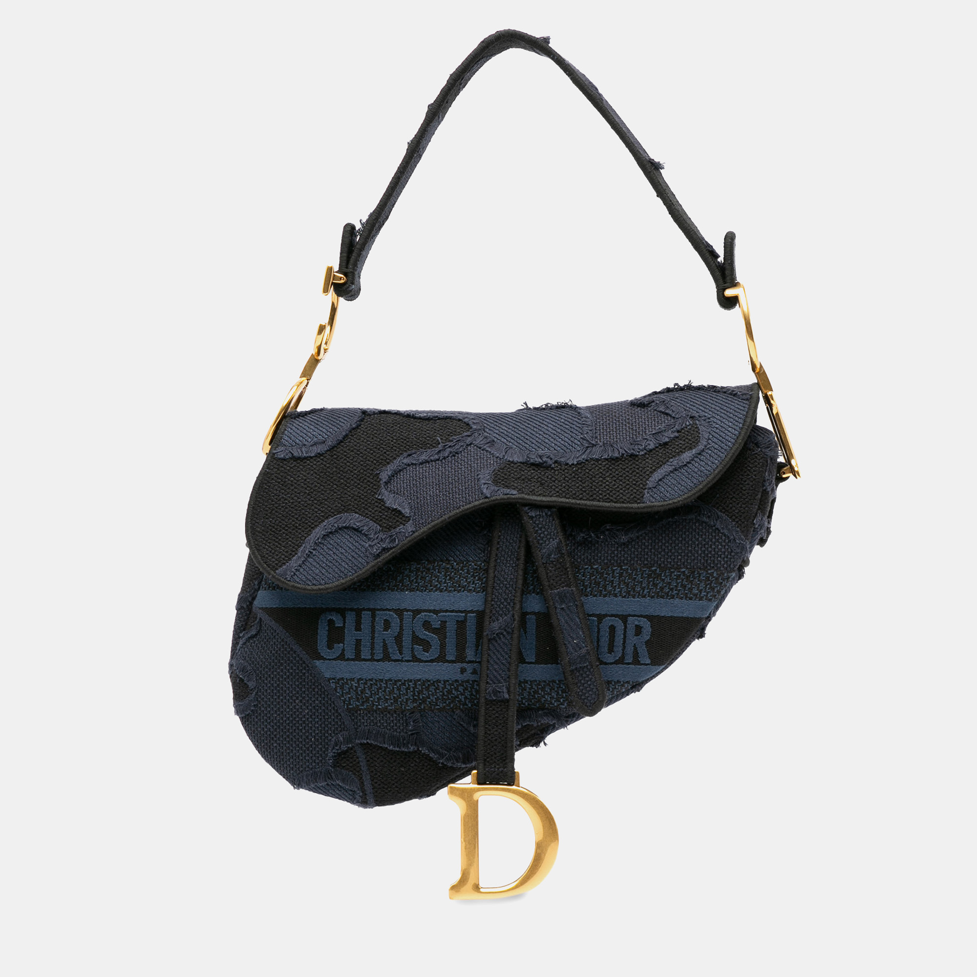 

Dior Embroidered Canvas Camouflage Saddle, Blue