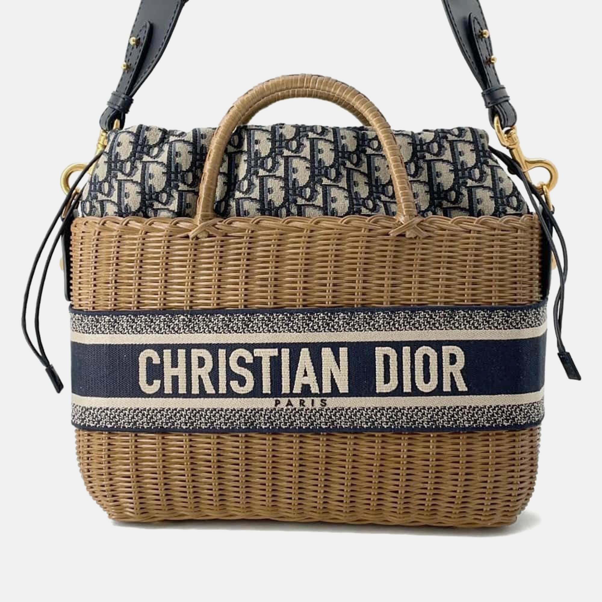 

Dior Beige Canvas Wicker Oblique Basket Shoulder Bag