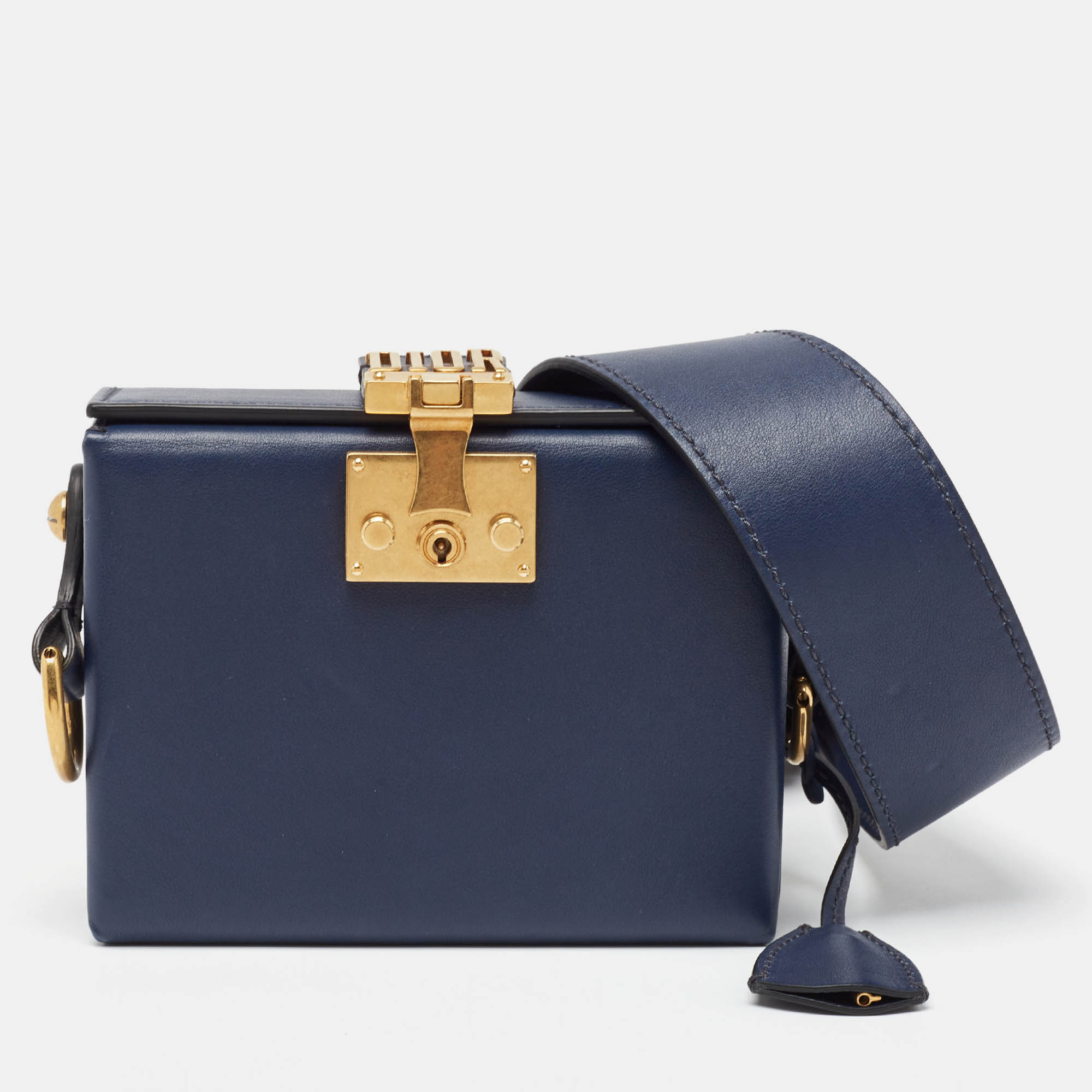 

Dior Navy Blue Leather Dioraddict Lockbox Shoulder Bag