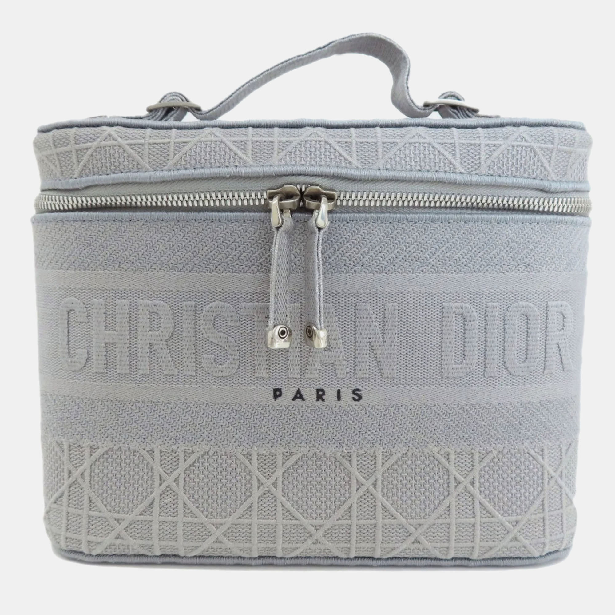 

Dior Grey Cannage Embroidery Canvas DiorTravel Vanity Case Bag