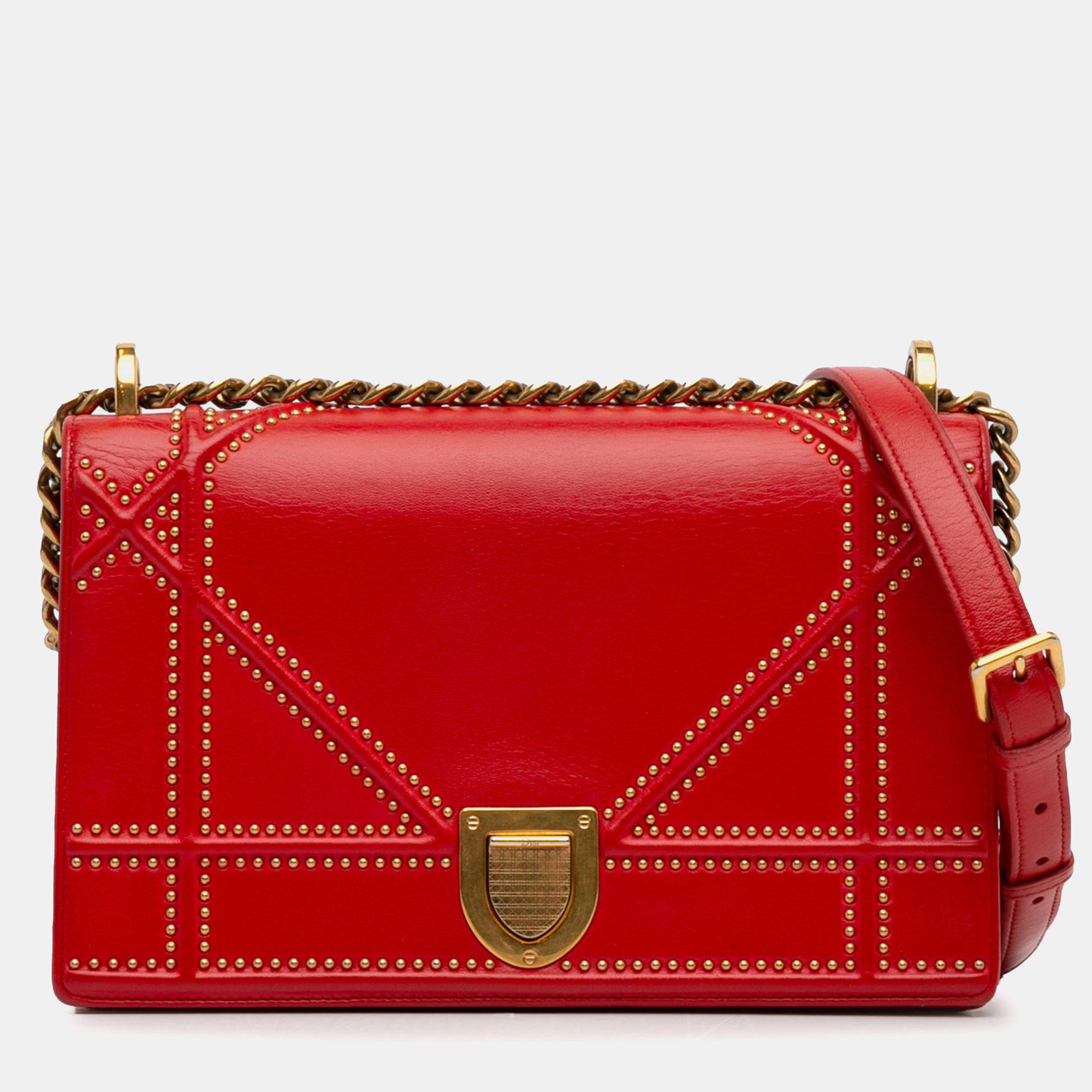 

Dior Medium Studded Diorama Crossbody Bag, Red
