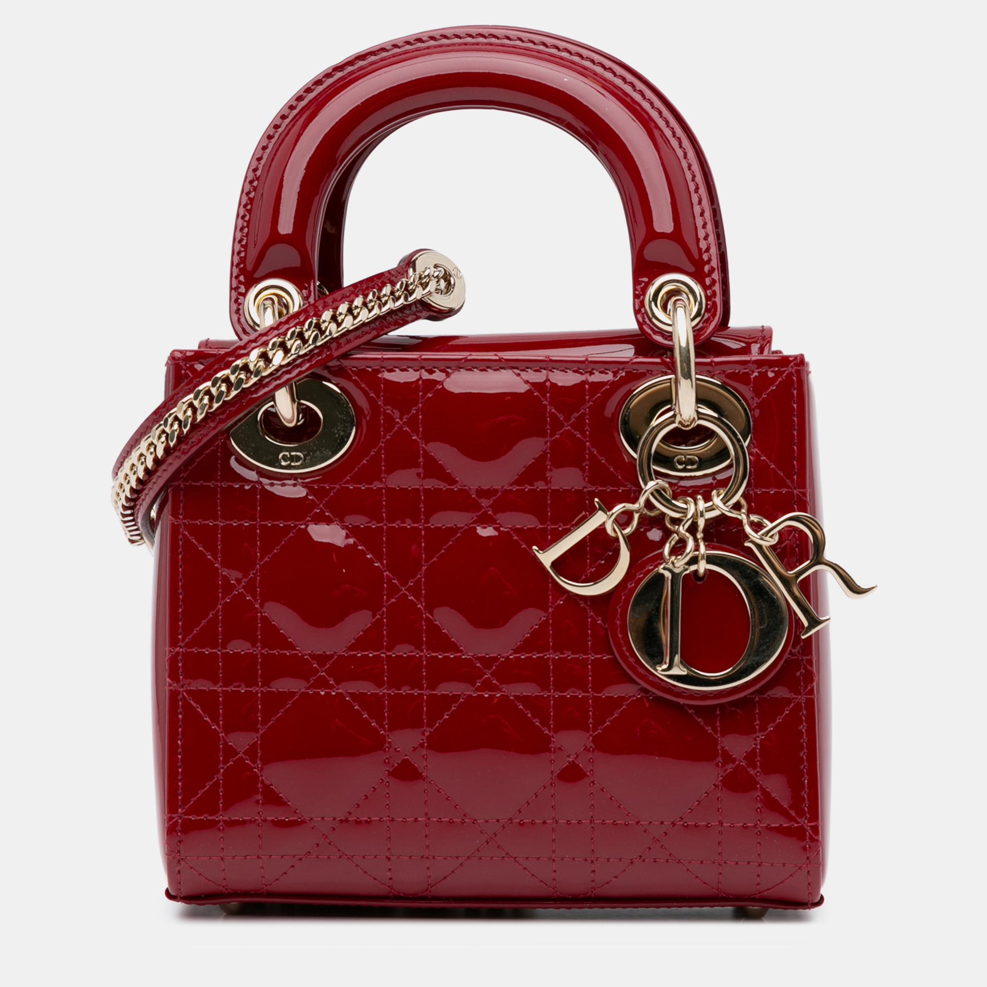 

Dior Mini Patent Cannage Lady Dior, Red