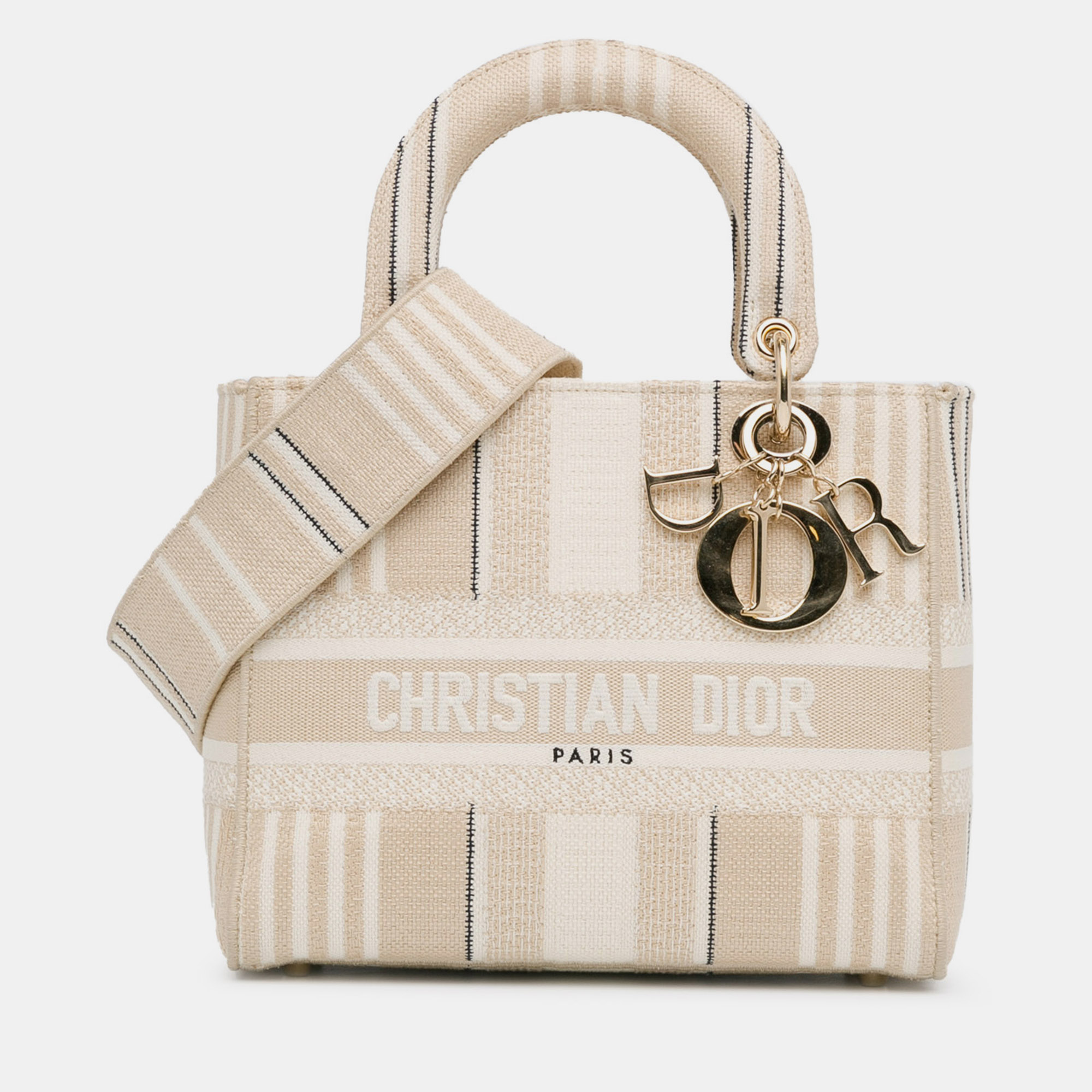 

Dior Medium Canvas Striped Lady D-Lite, Beige