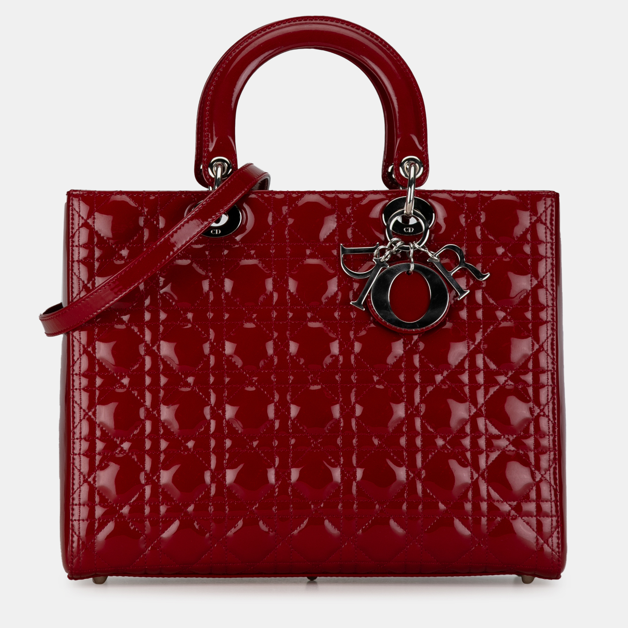 

Dior Large Patent Cannage Lady Dior, Red