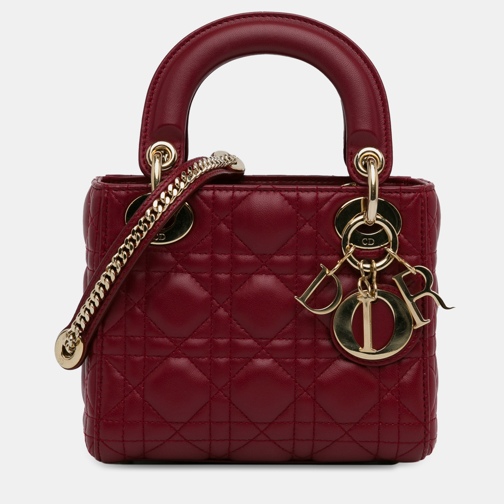 

Dior Mini Lambskin Cannage Lady Dior Bag, Red