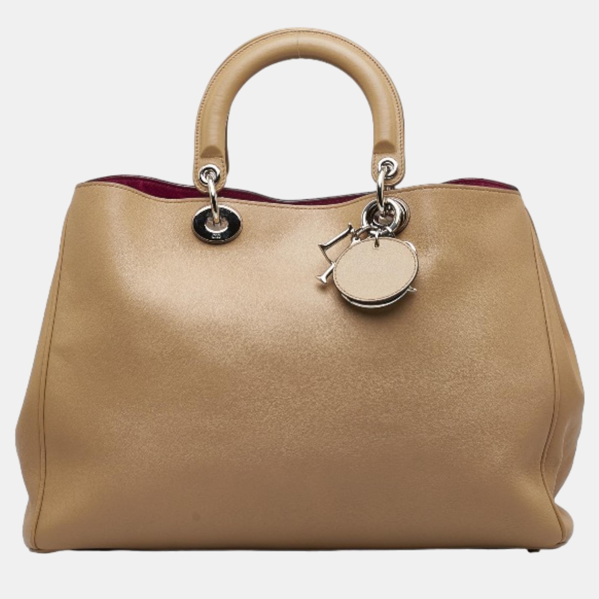 

Dior Brown Leather Medium Diorissimo Tote Bag