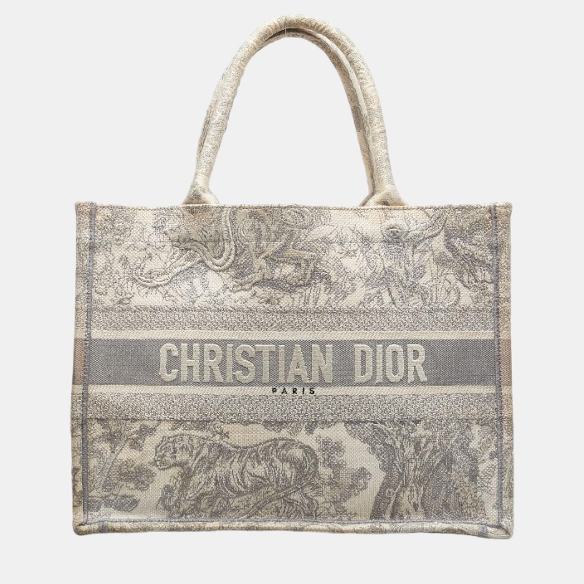 

Dior Brown Canvas Toile De Jouy Medium Book Tote Bag