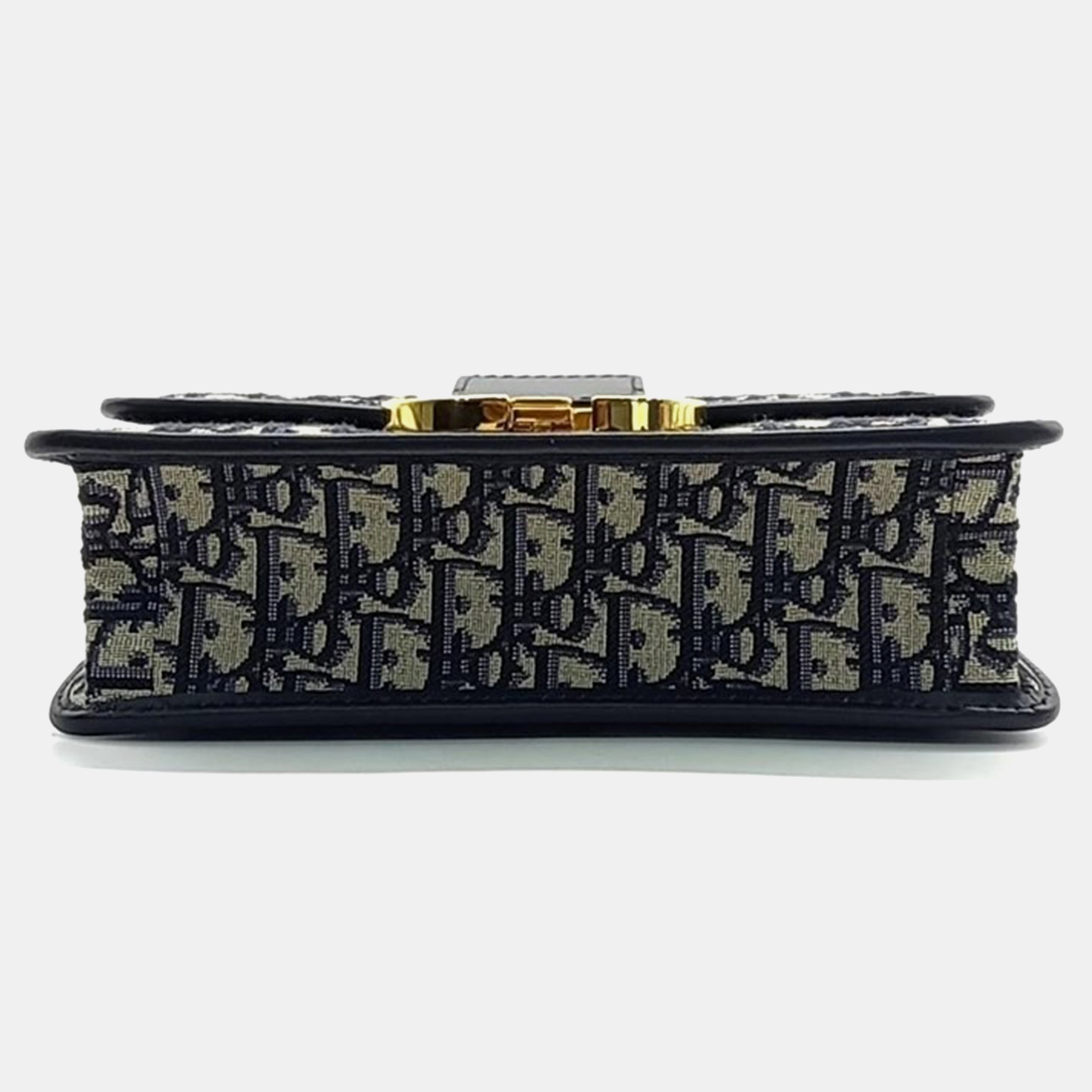 Dior Navy Blue/Beige Oblique Canvas 30 Montaigne Shoulder Bag 