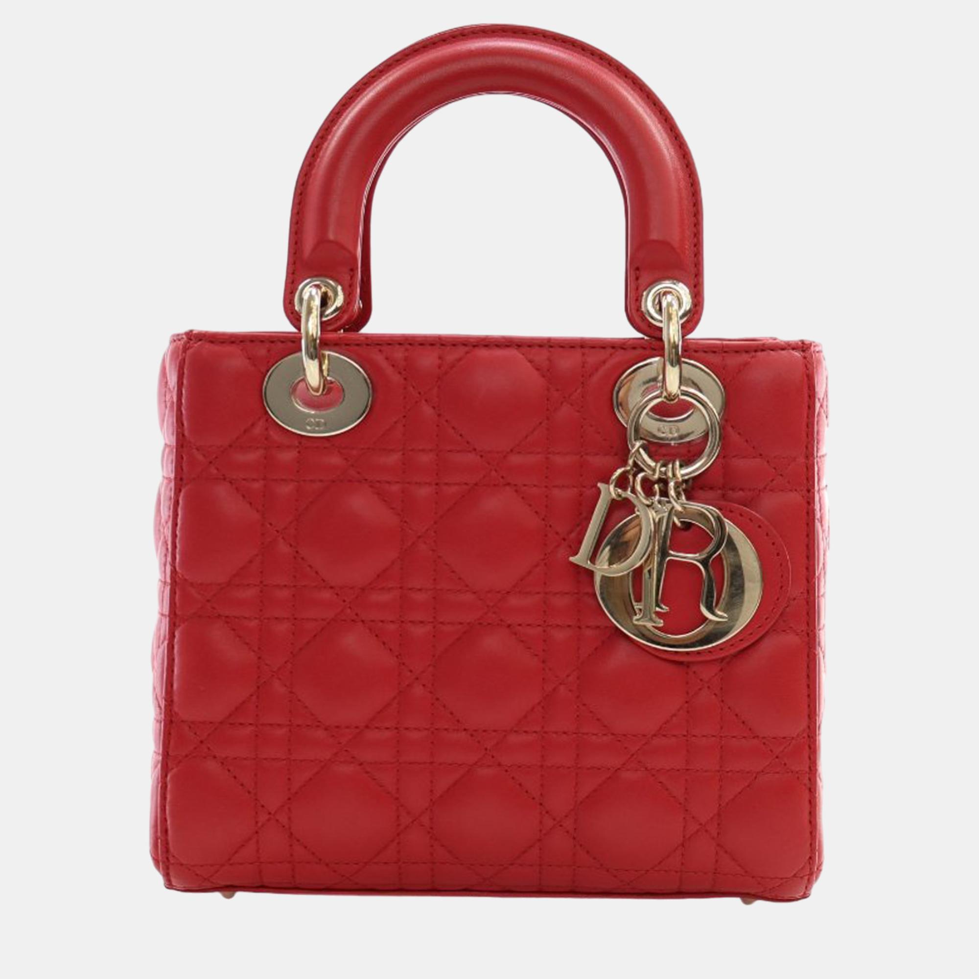 

Dior Red Small Lambskin Cannage My ABCDior Lady Dior