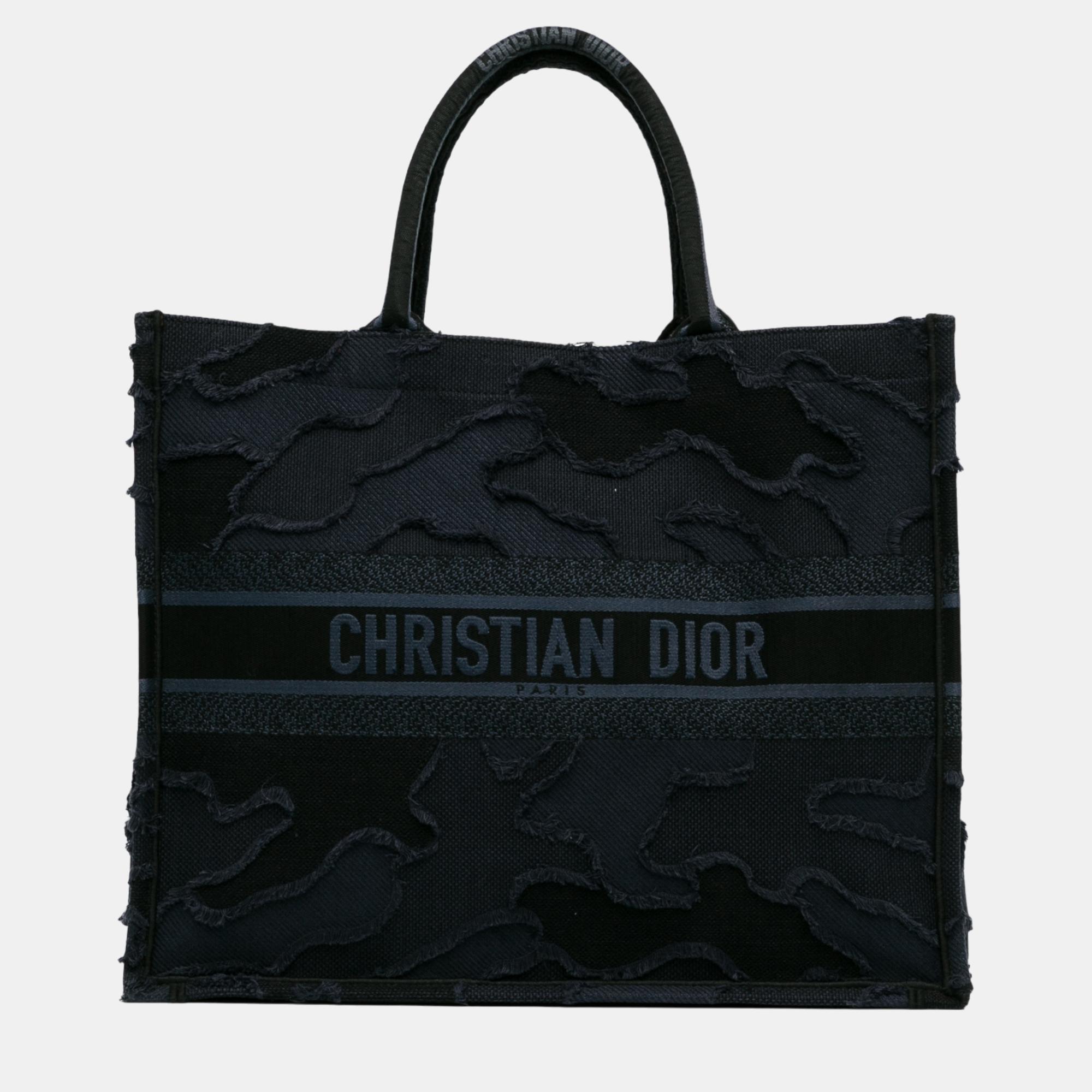 

Dior Navy Blue Large Camouflage Book Tote