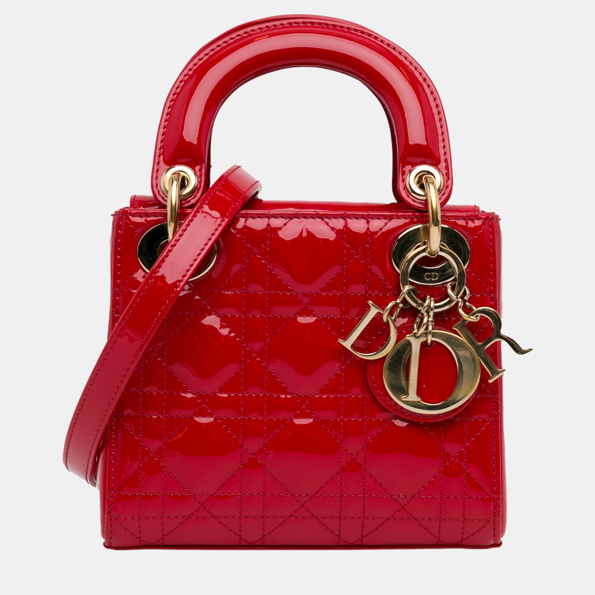 

Dior Red Mini Patent Cannage Lady Dior