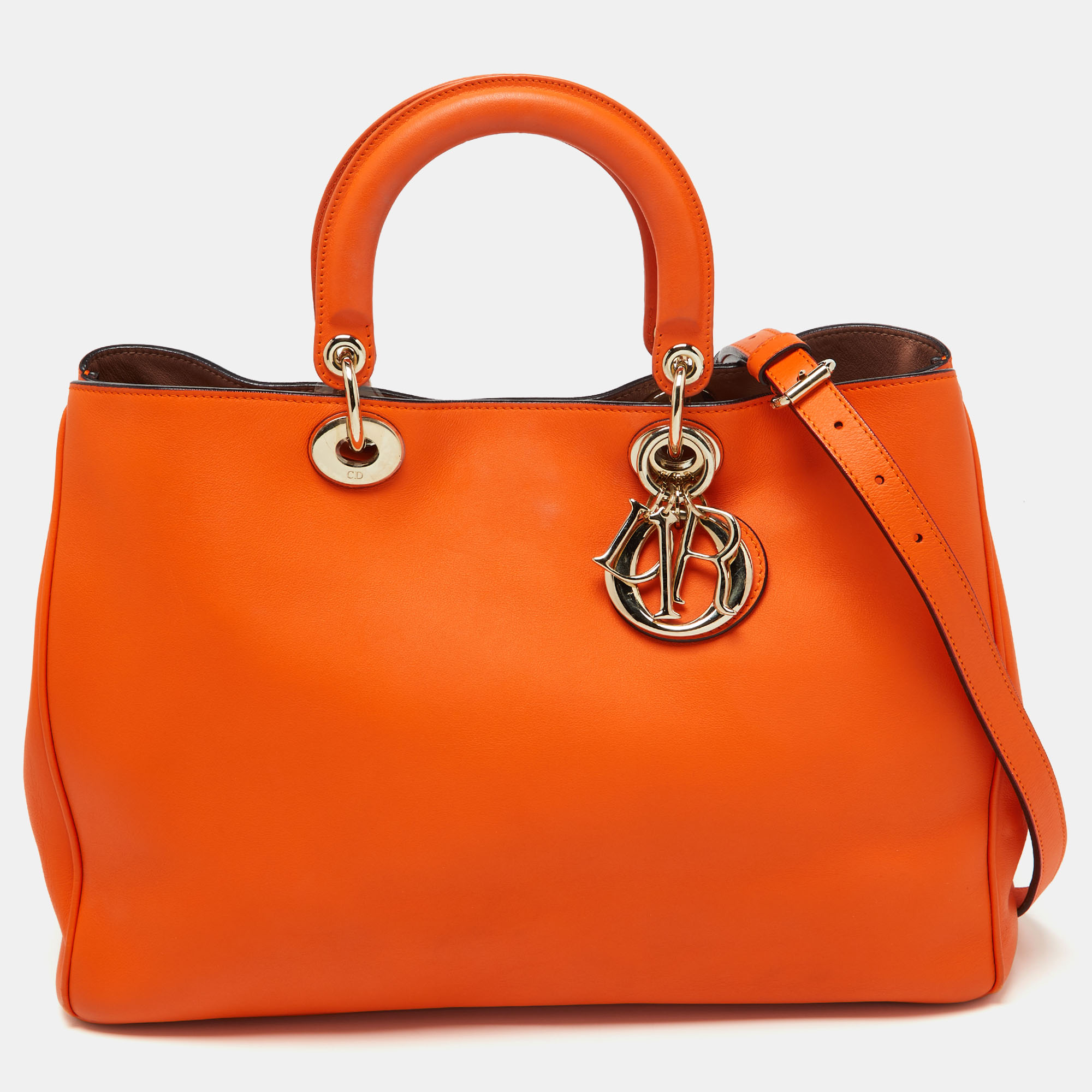 

Dior Orange Leather  Diorissimo Shopper Tote